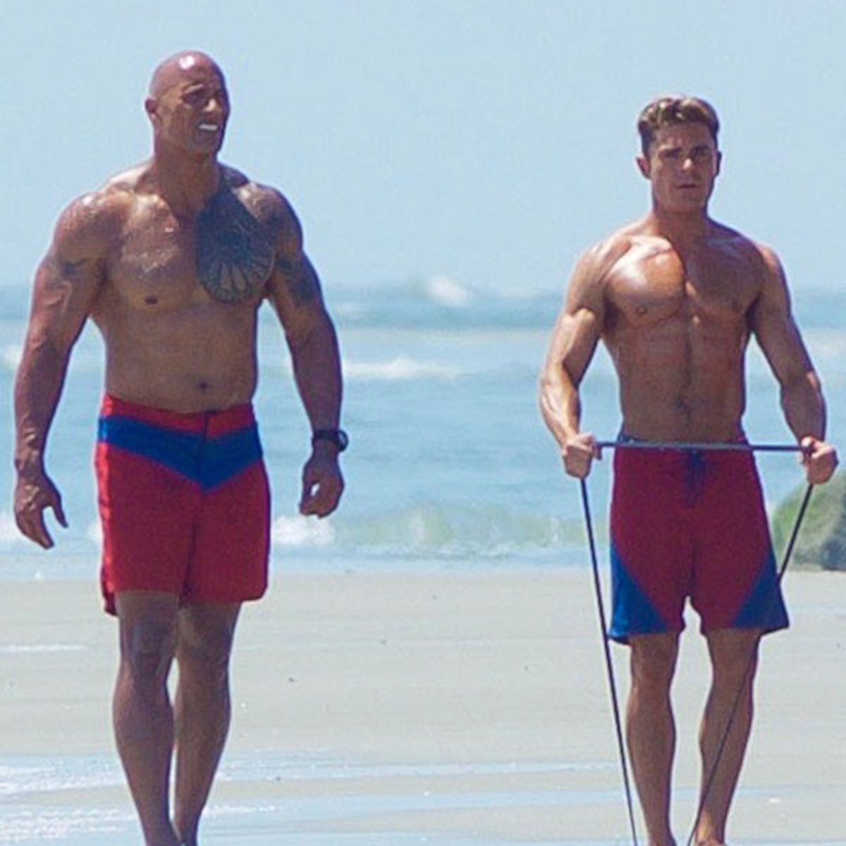 Dwayne Johnson And Zac Efron In Baywatch Wallpapers