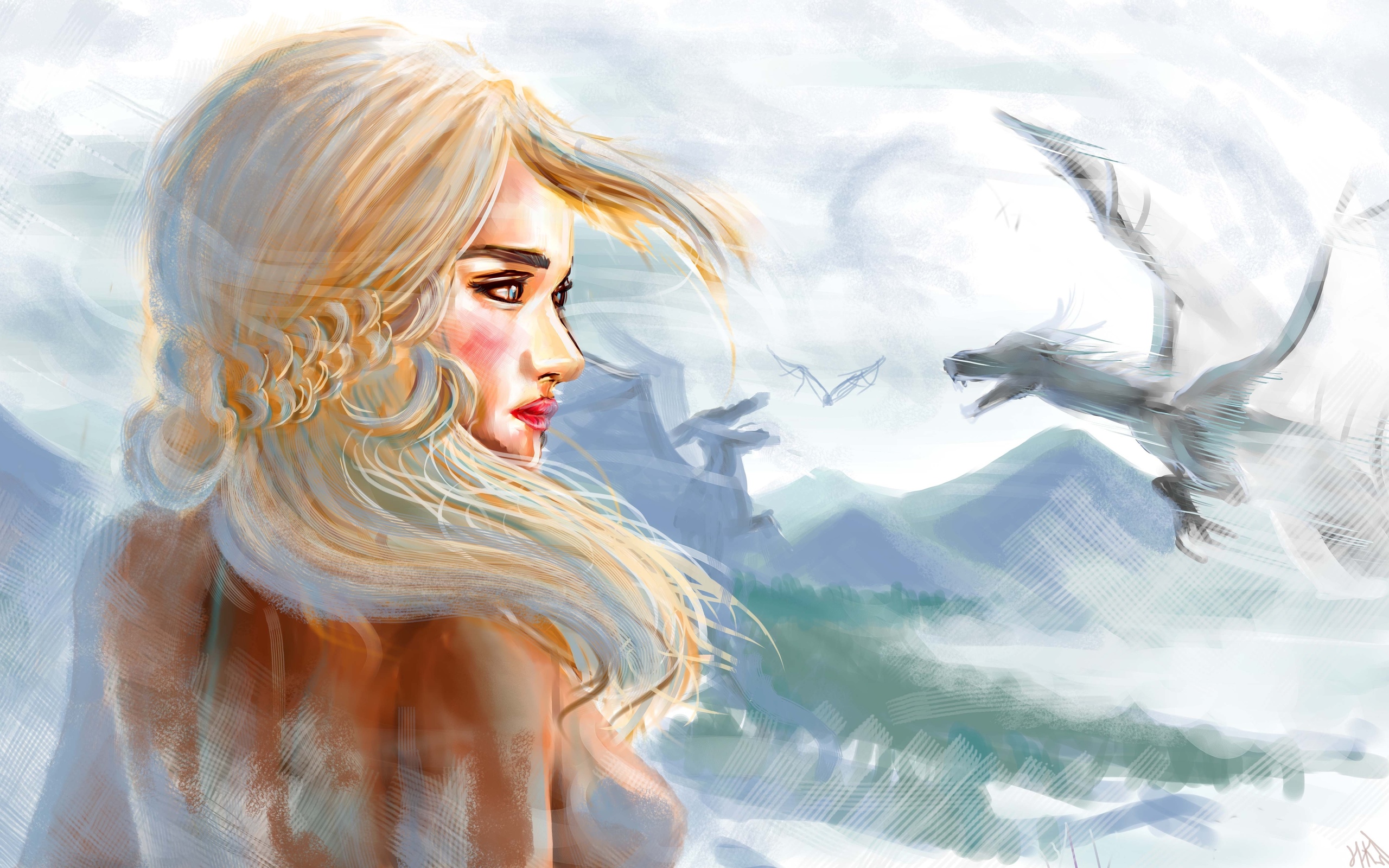 Game Of Thrones Dragon Girl Daenerys Targaryen Art Wallpapers