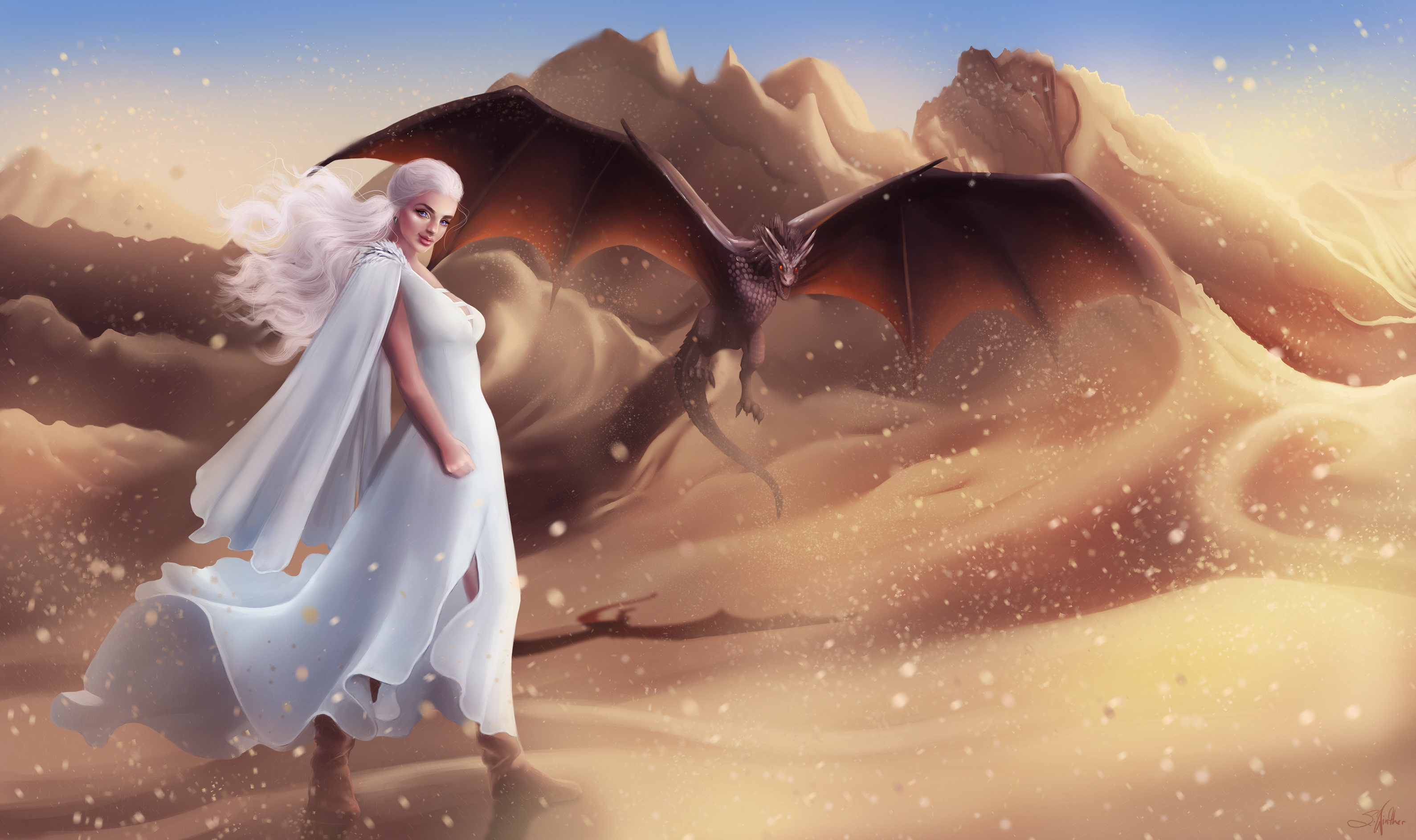 Game Of Thrones Dragon Girl Daenerys Targaryen Art Wallpapers