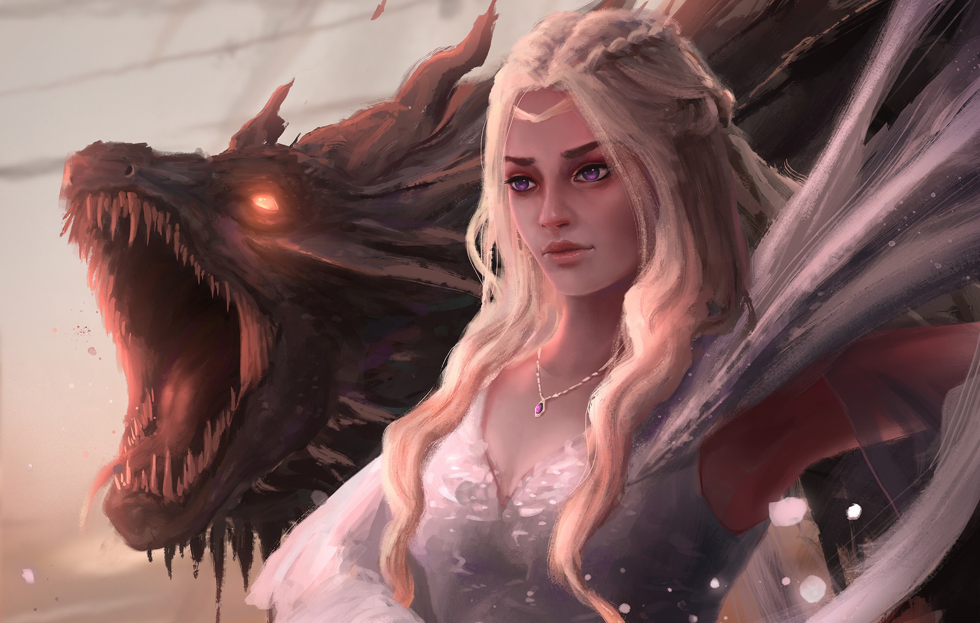 Game Of Thrones Dragon Girl Daenerys Targaryen Art Wallpapers