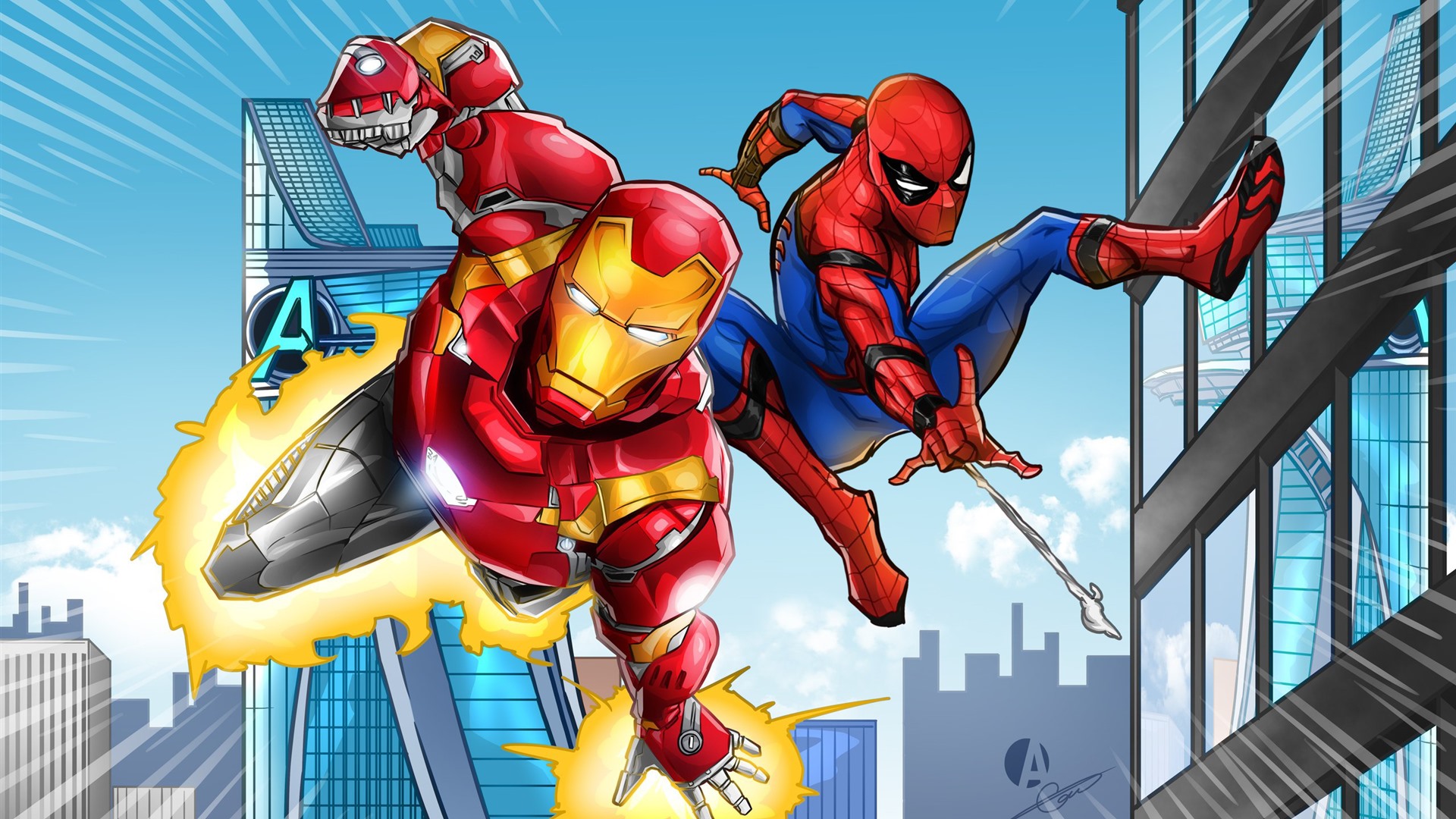 Iron Man And Spiderman Artwork Wallpapers