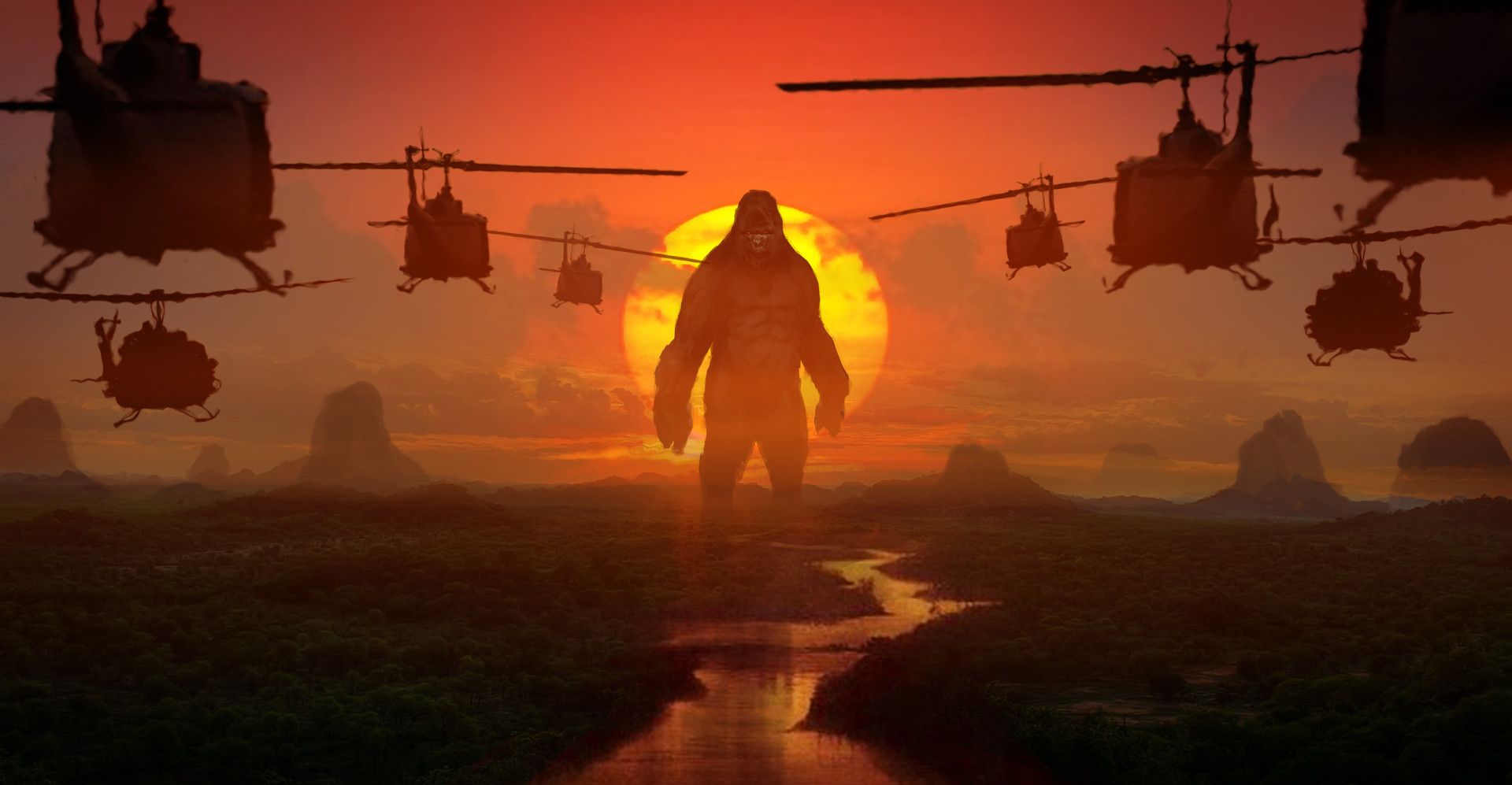 Kong Skull Island 4K Helicopter Wallpapers