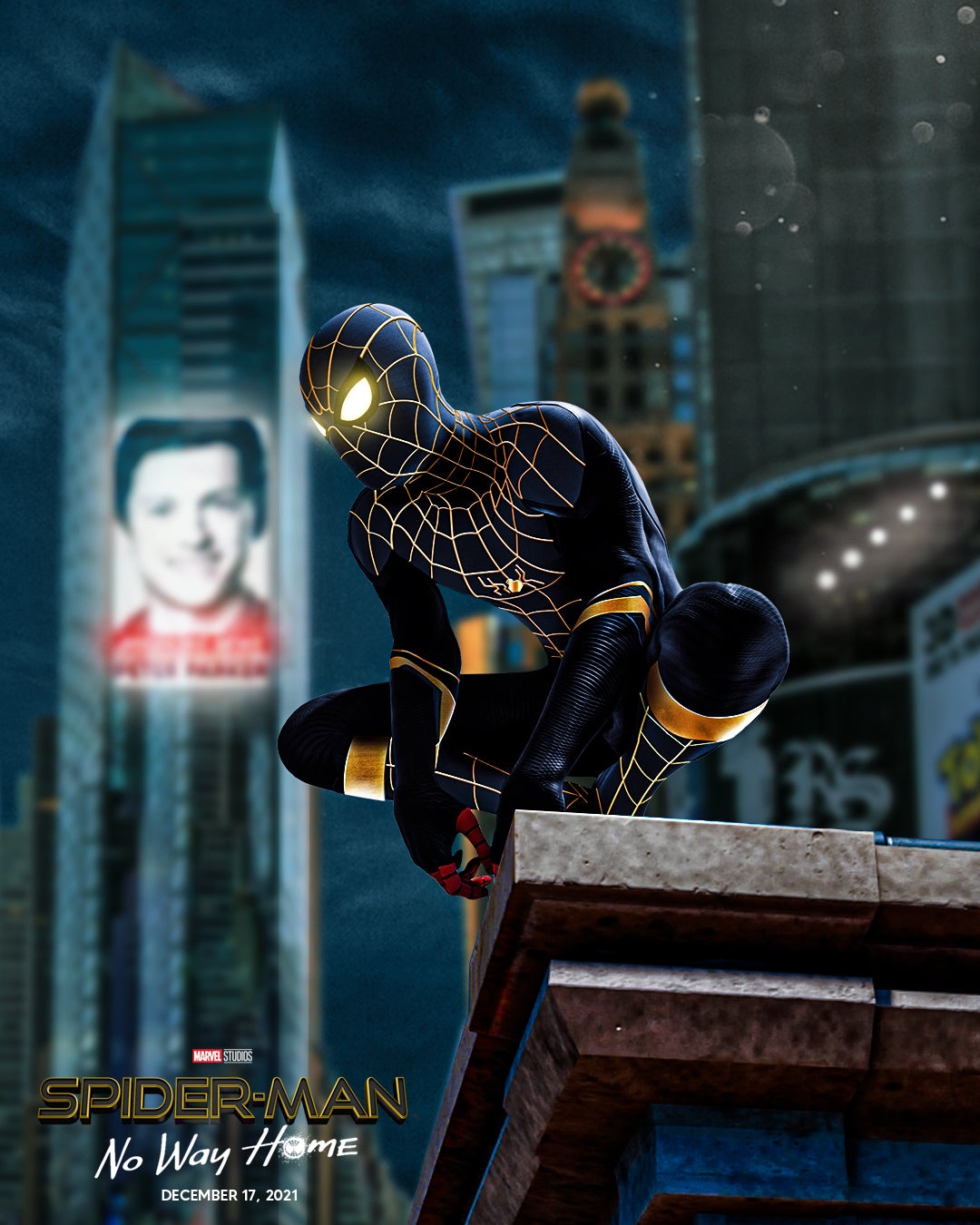 Spider Man Black And Gold Suit No Way Home Concept Art Wallpapers