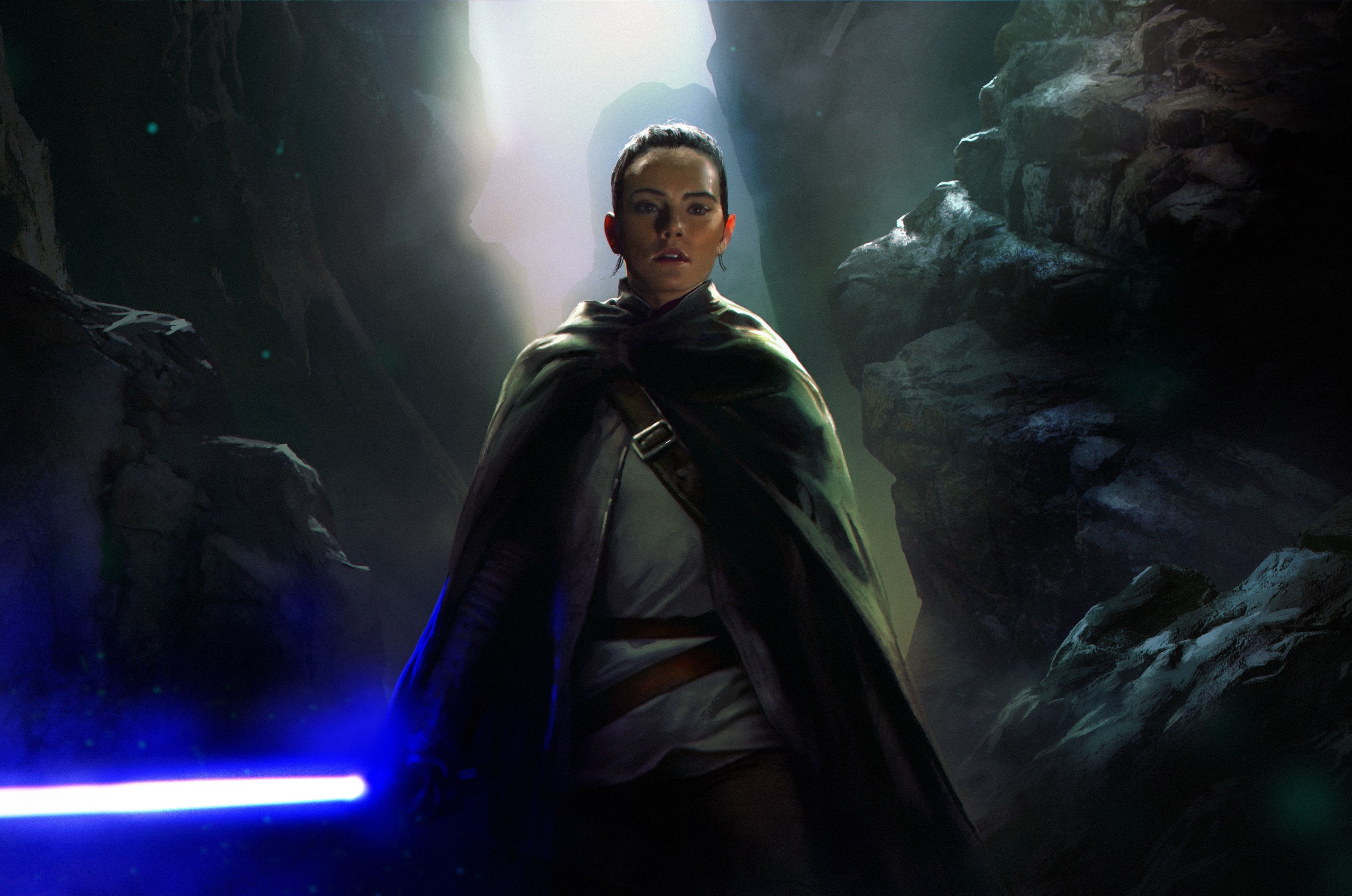 Star Wars Jedi Rey Daisy Ridley And Luke Skywalker Wallpapers