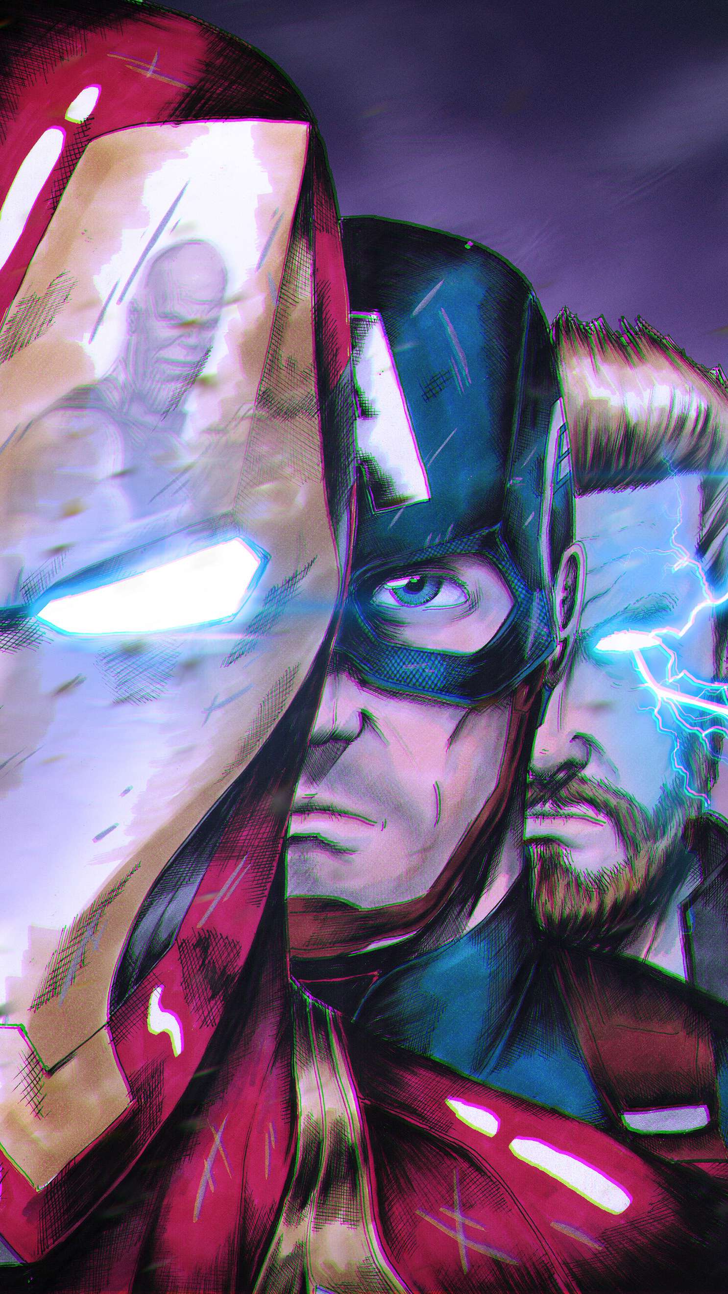 Thanos Against Captain America Iron Man And Thor Wallpapers