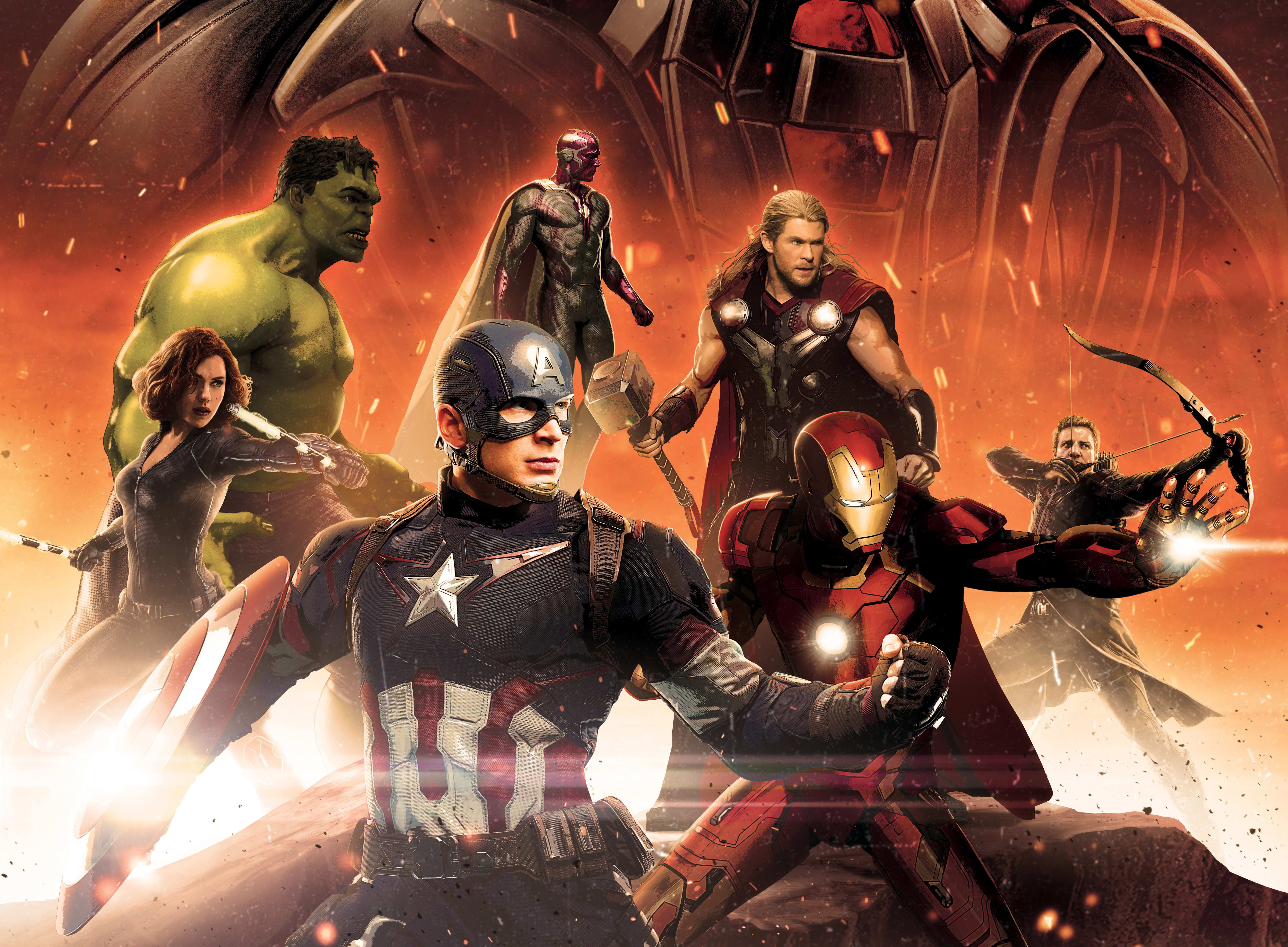 The Avengers Art Captain America, Iron Man, Thor, Black Widow And Hulk Wallpapers