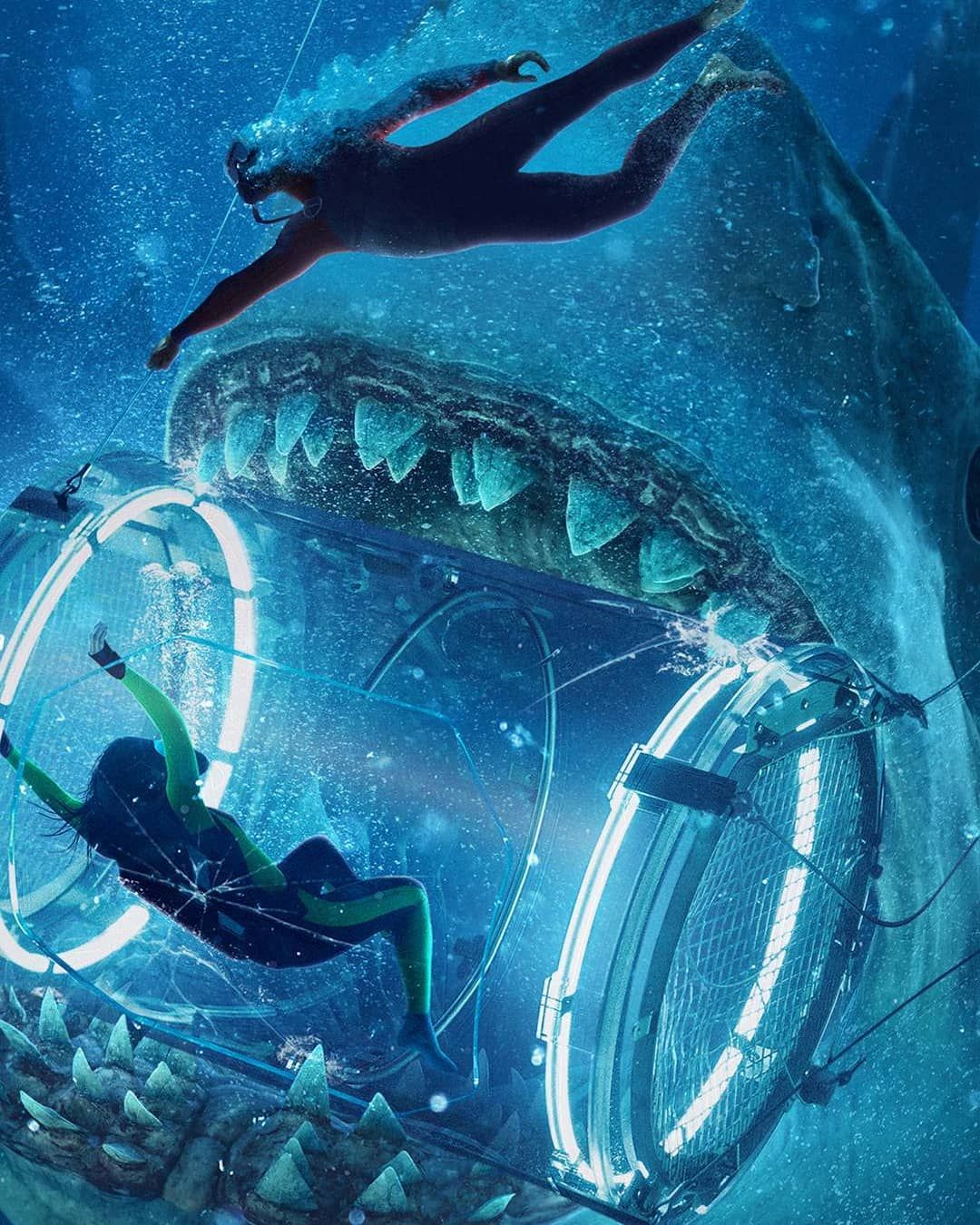 The Meg Sharks And Diver Poster Wallpapers