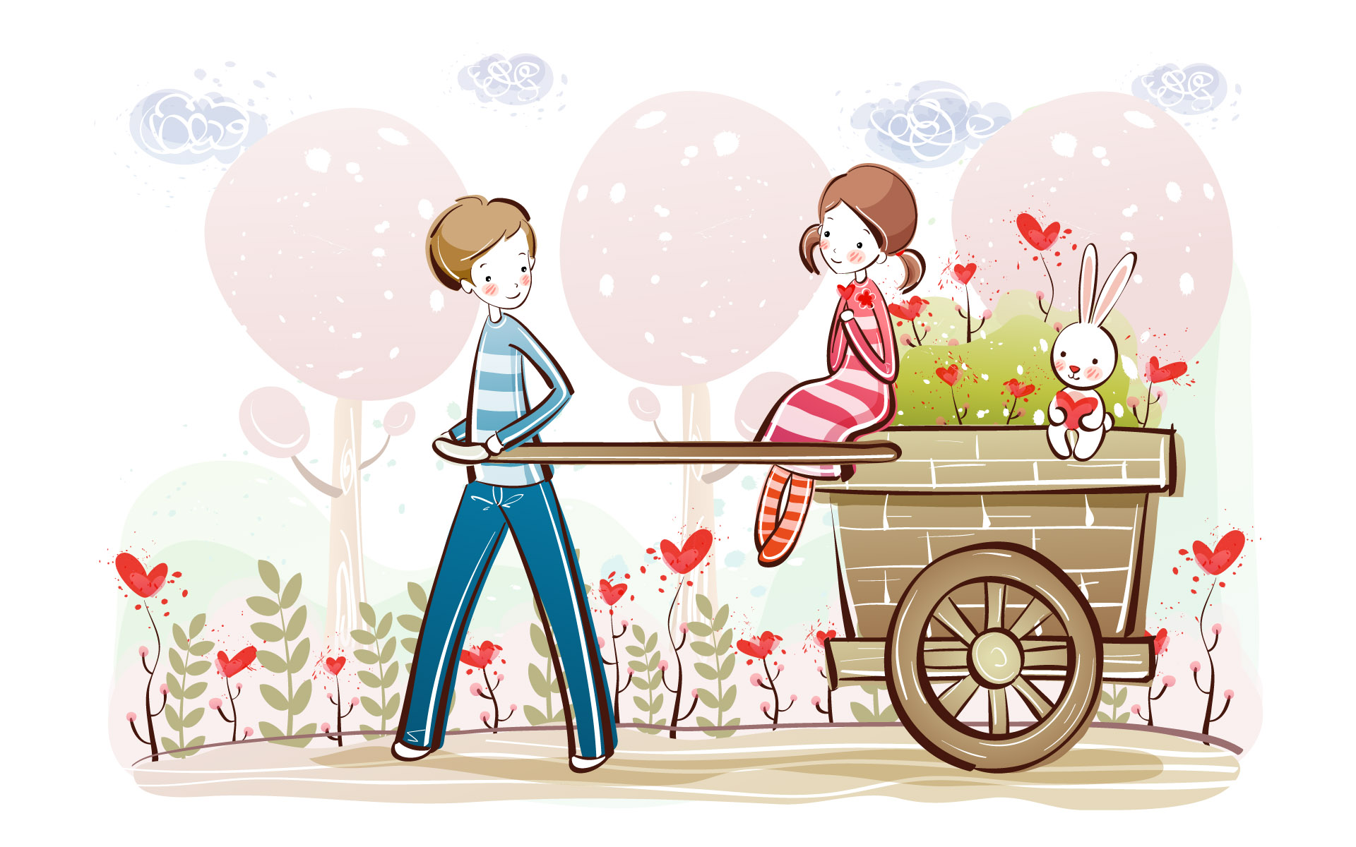 Cute Cartoon Love Couple  Wallpapers