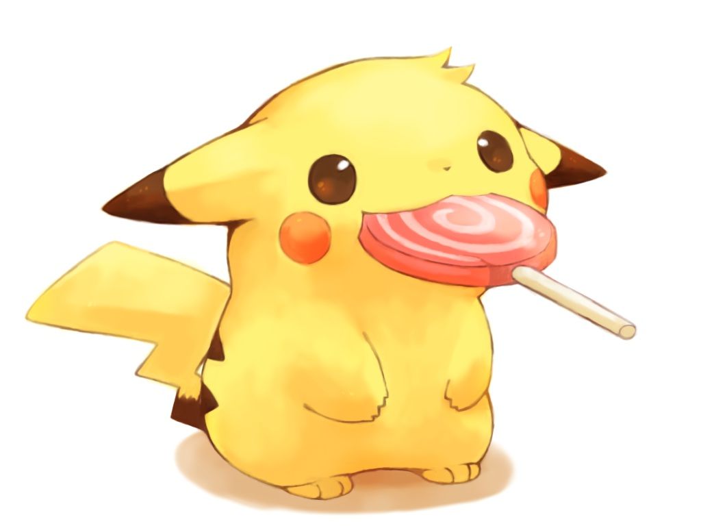 Cute Pikachu Eating A Heart Wallpapers