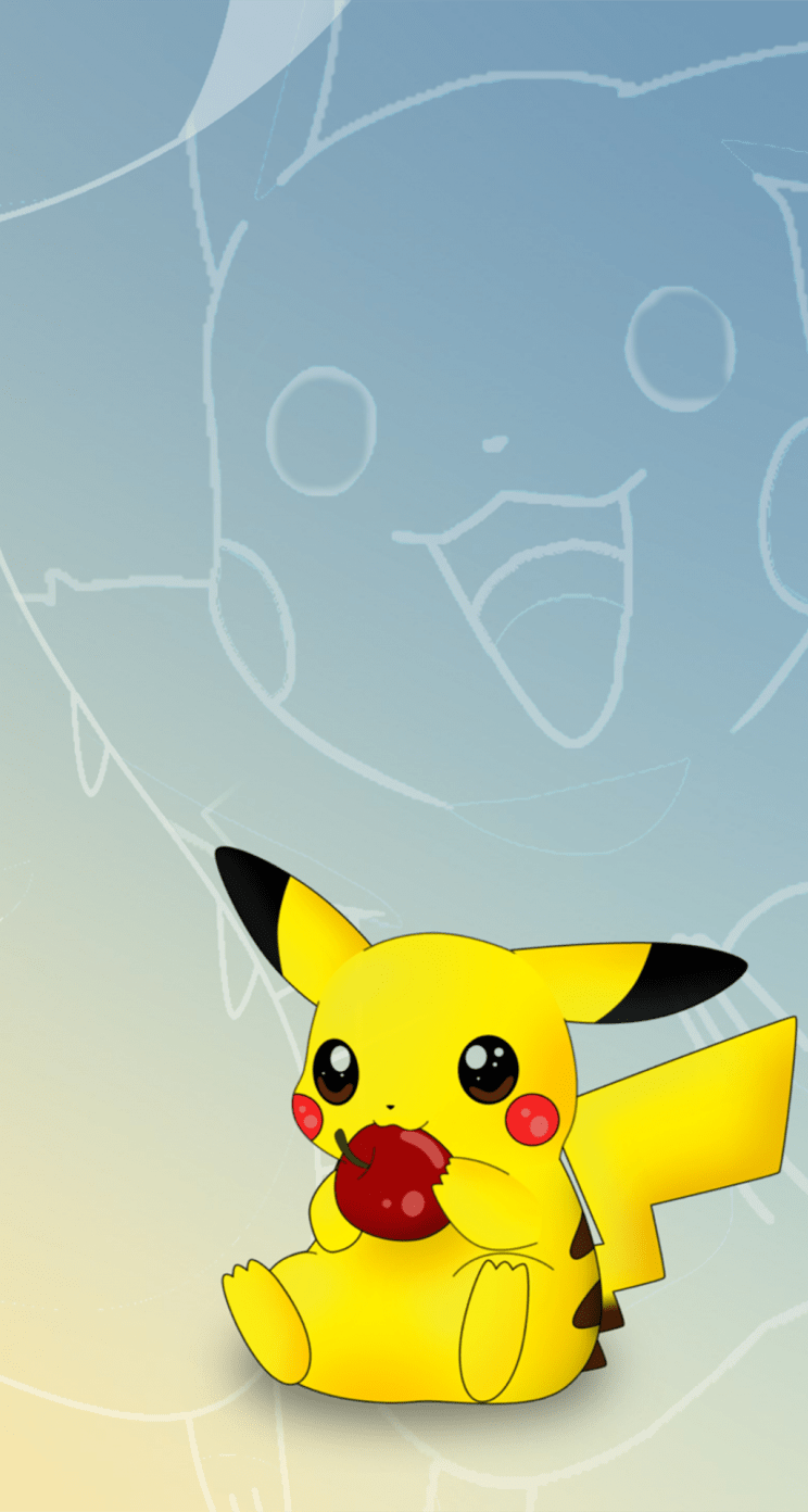 Cute Pikachu Eating A Heart Wallpapers