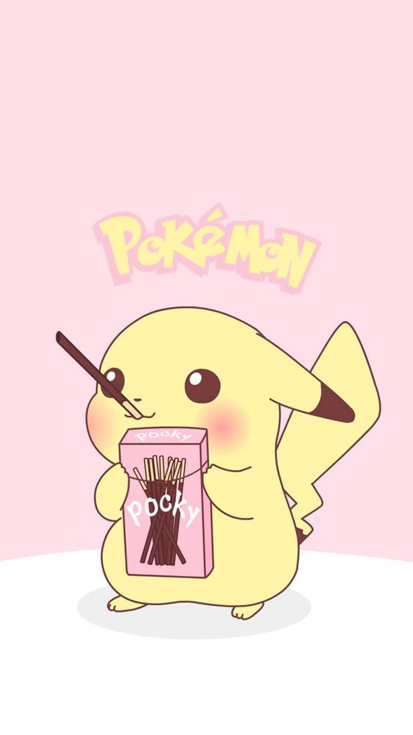 Cute Pikachu Eating A Heart Wallpapers