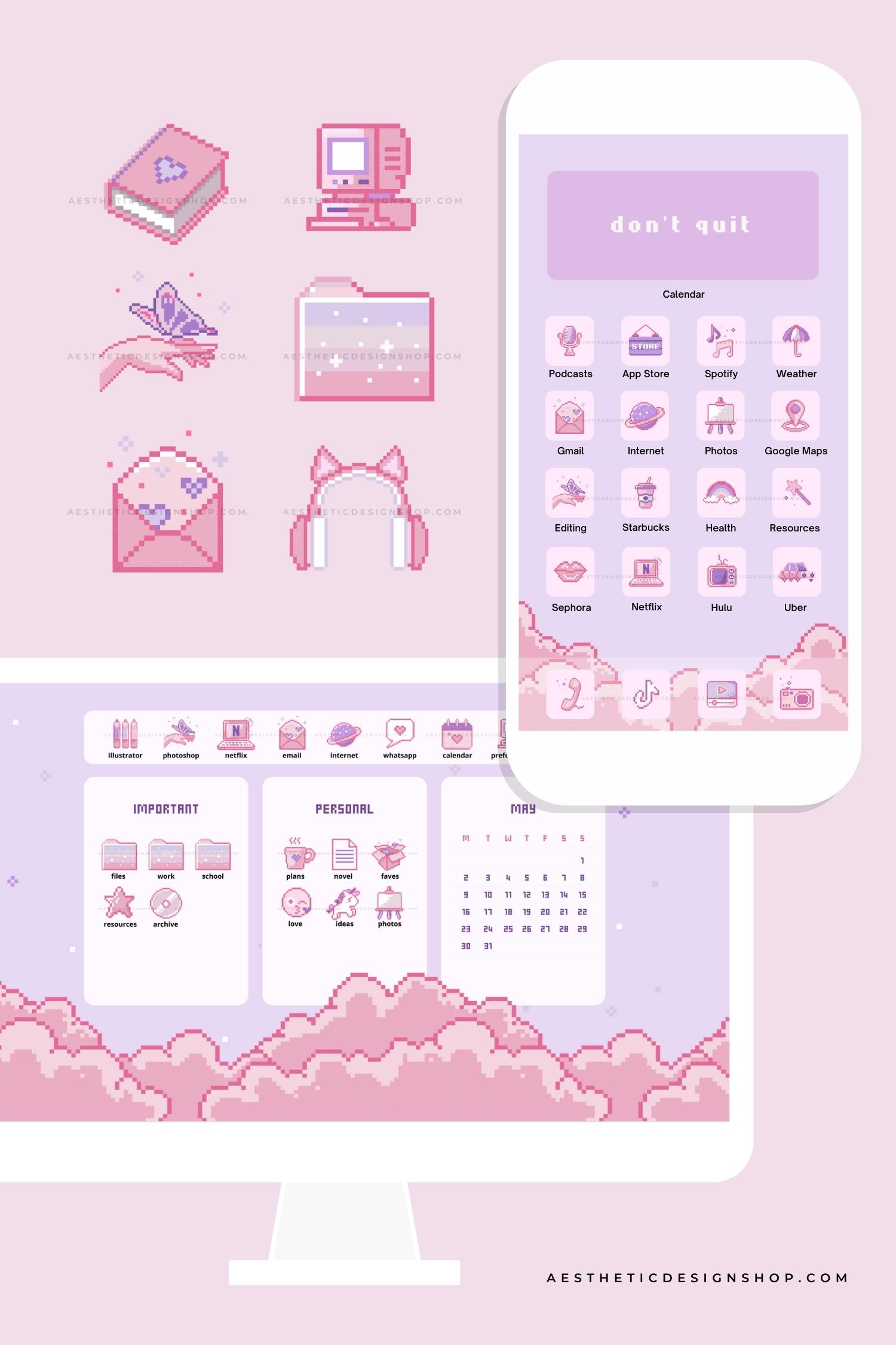 Cute Pixels Aesthetic Desktop Wallpapers