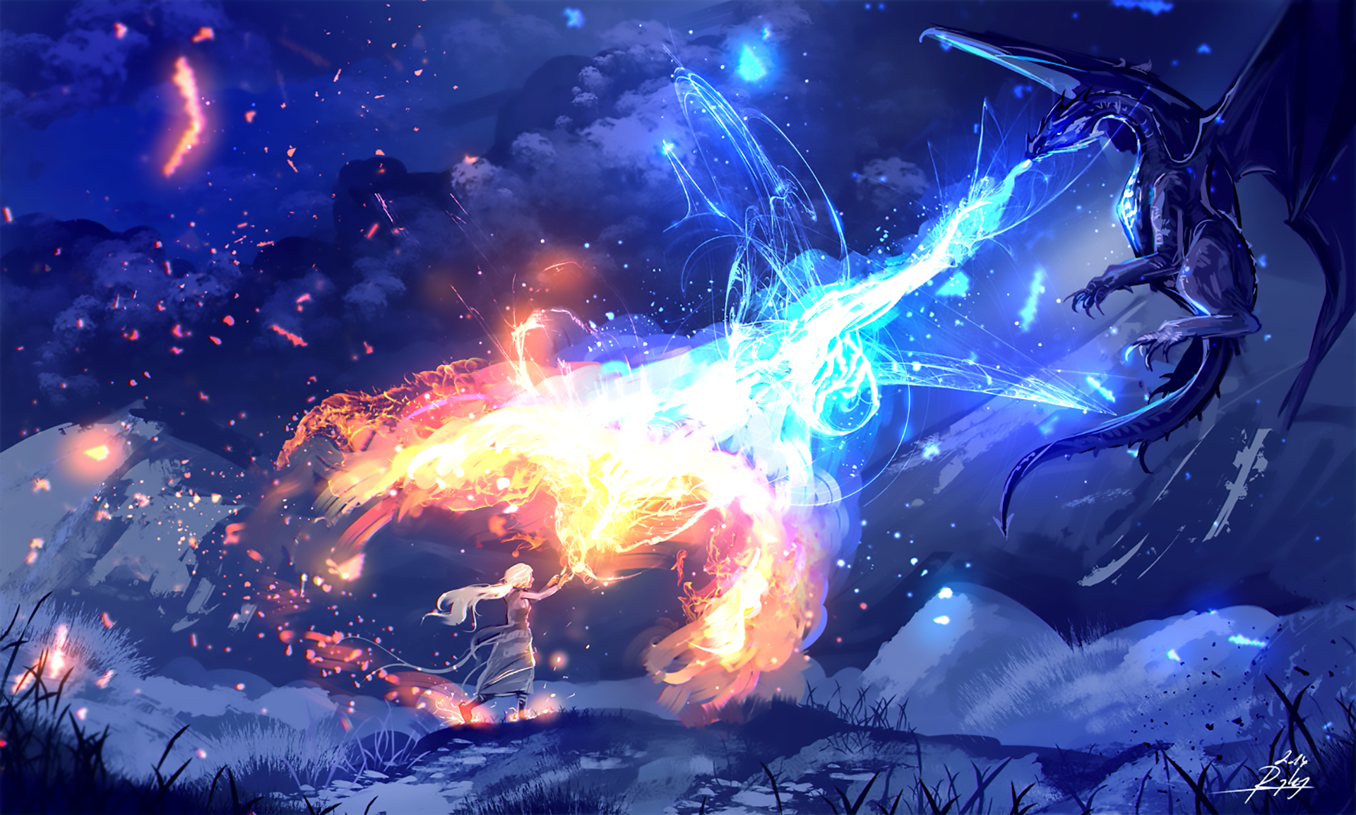 Cool Blue Fire Dragon Wallpapers