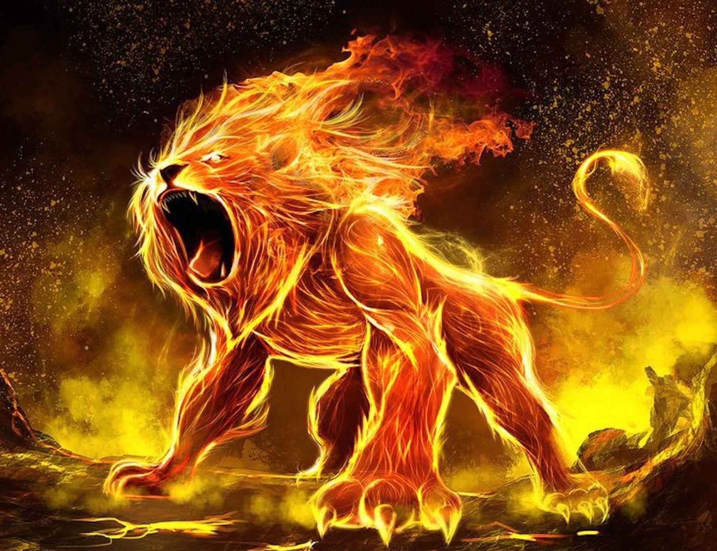 Cool Fire Lion Wallpapers