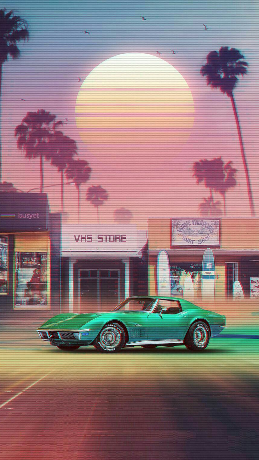 80S Neon Car Iphone Wallpapers