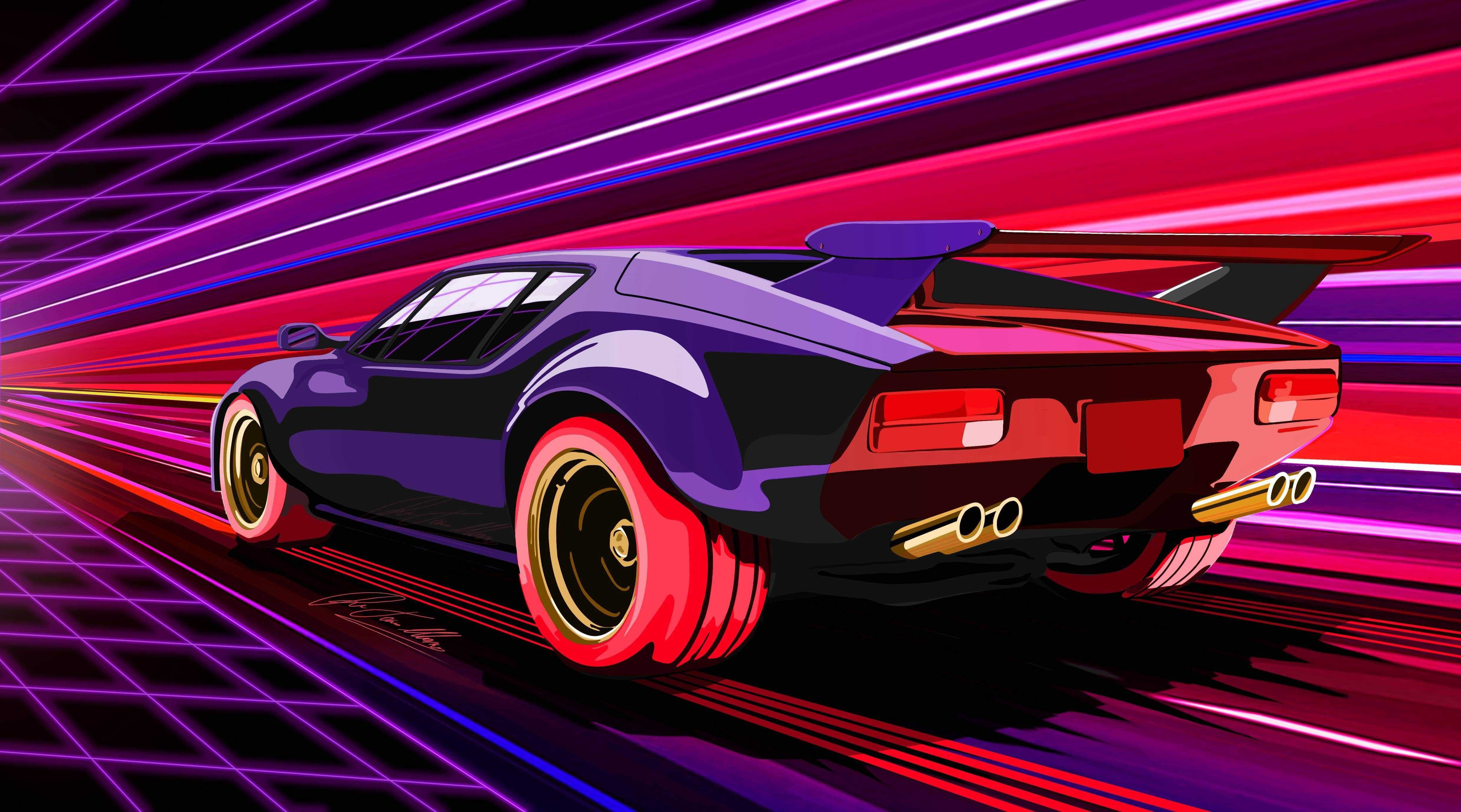 80S Neon Car Iphone Wallpapers