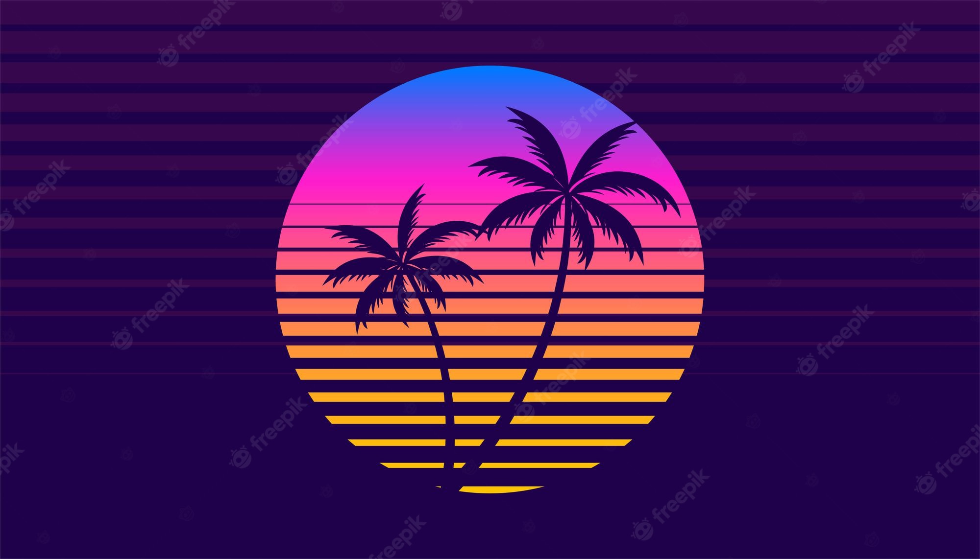 80S Neon Palm Trees Wallpapers