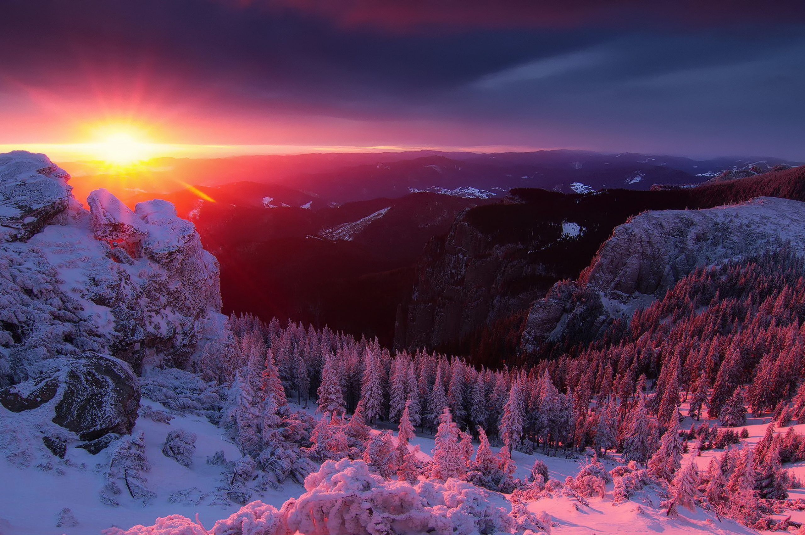 4K Winter Sunset Wallpapers