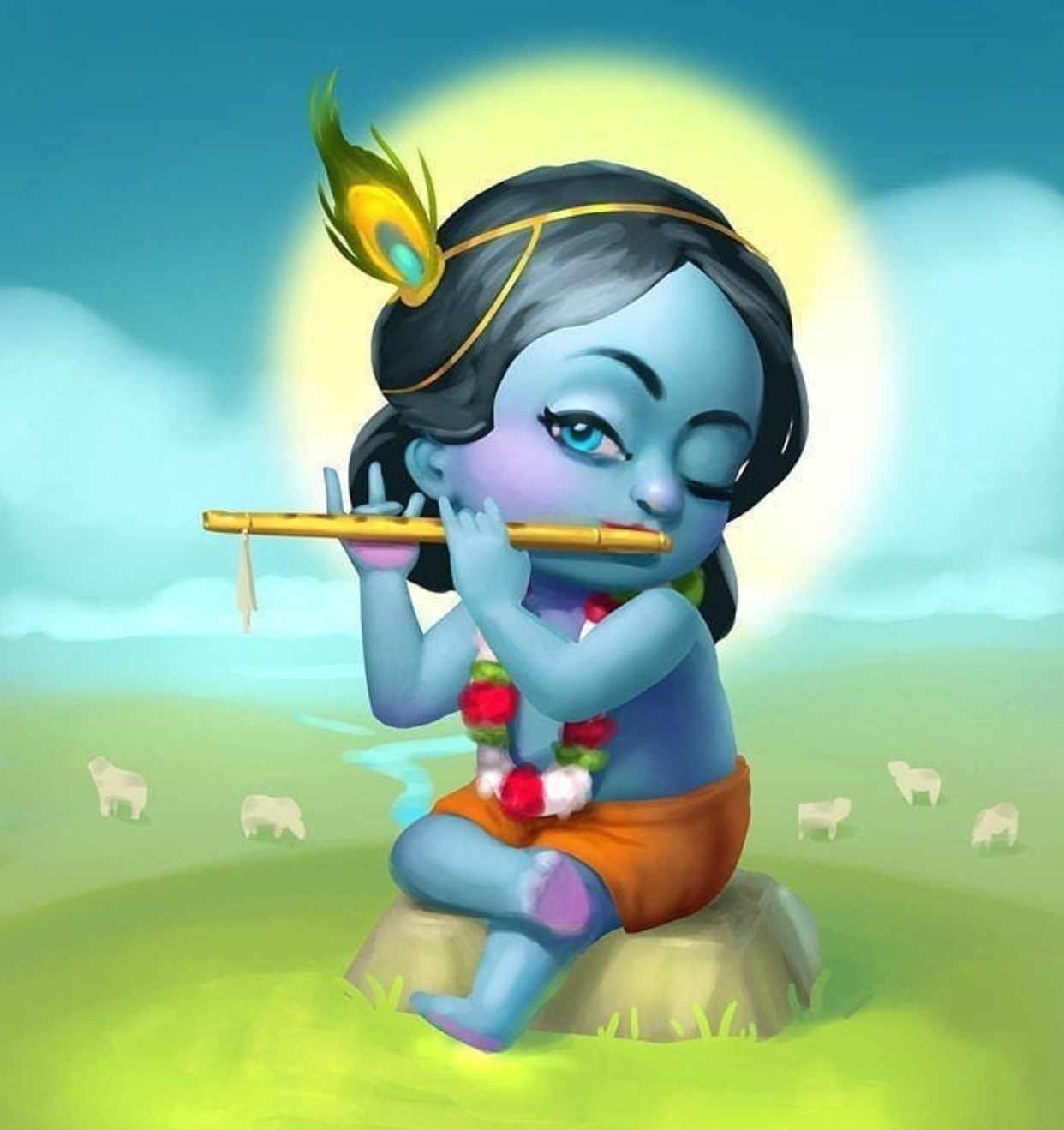 Animated Cute Little Krishna Images Wallpapers