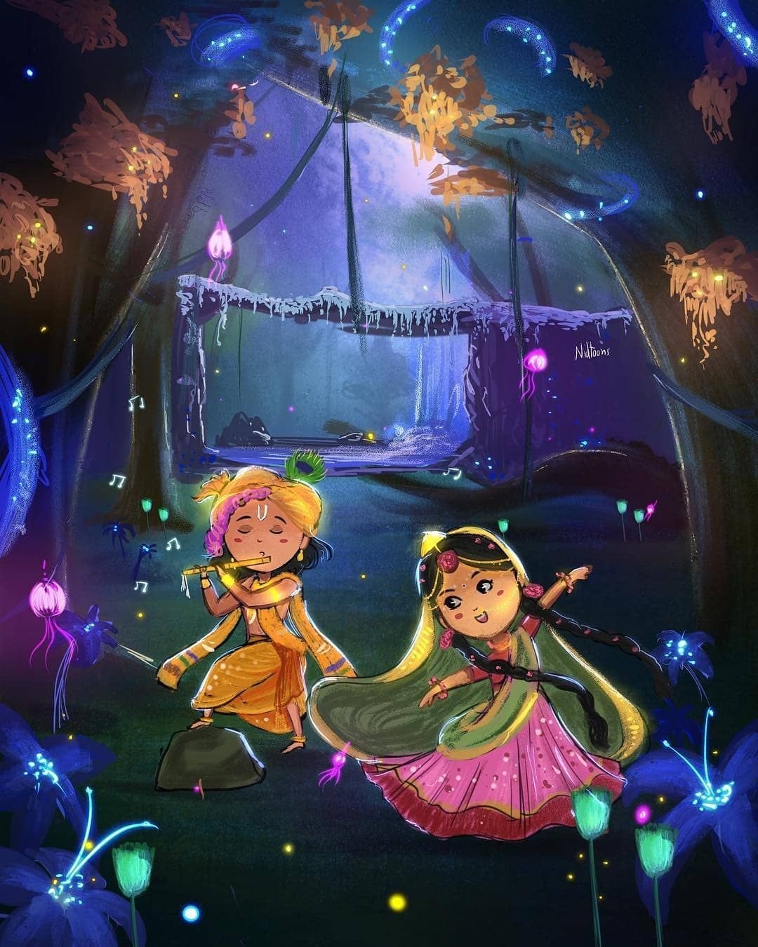 Animated Cute Little Krishna Images Wallpapers