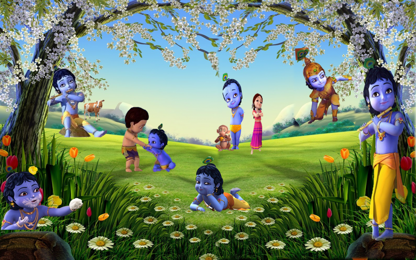 Animated Cute Little Krishna Images Wallpapers