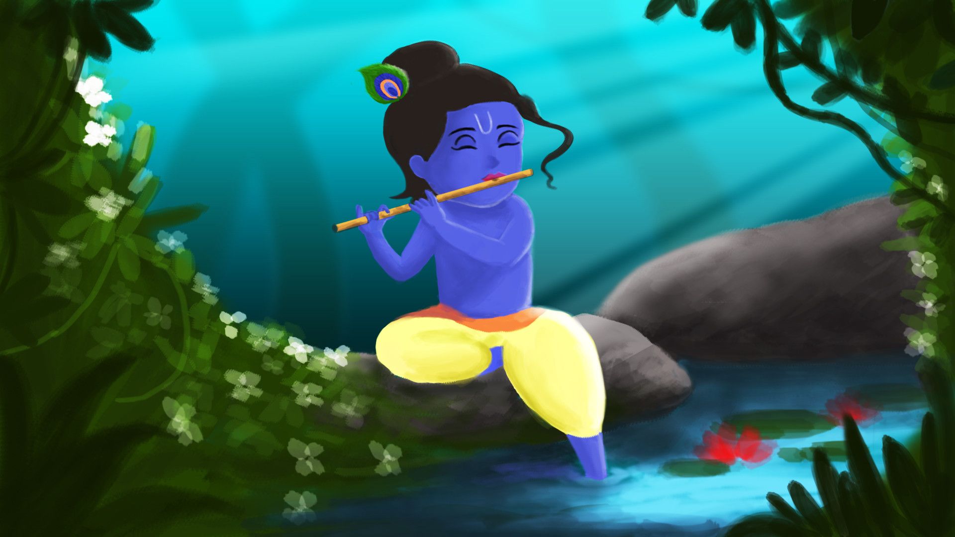 Animated Cute Little Krishna Images Wallpapers