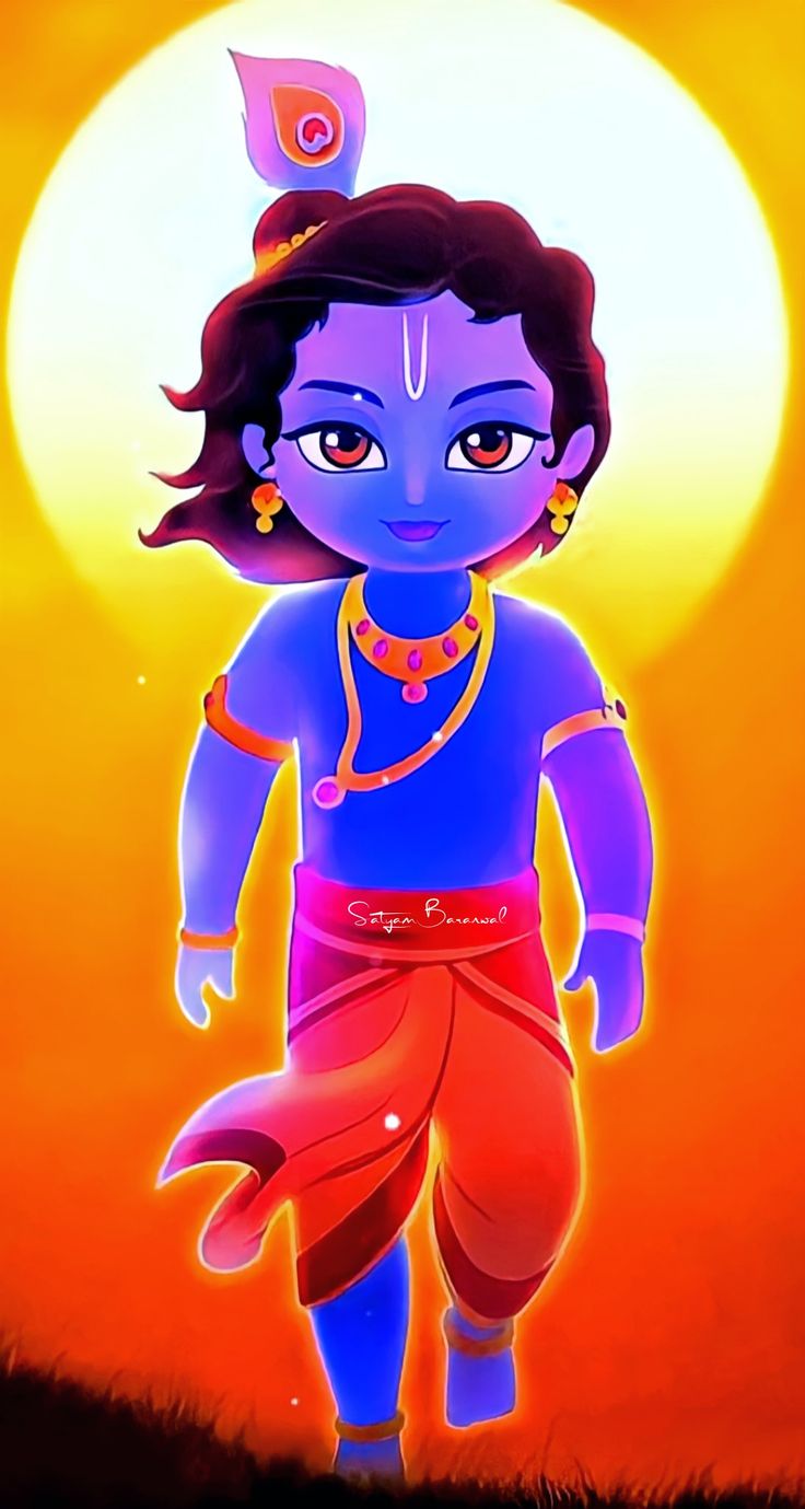 Animated Cute Little Krishna Images Wallpapers