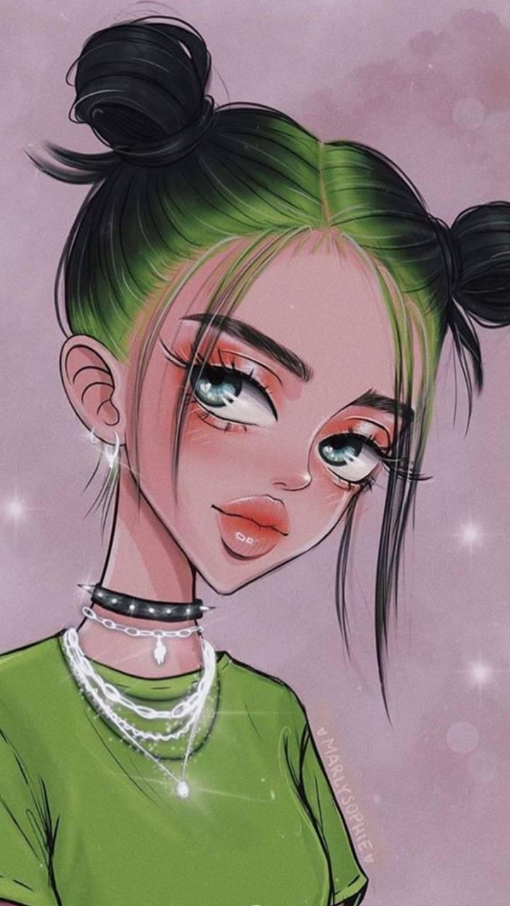 Billie Eilish Cartoon Drawing Wallpapers