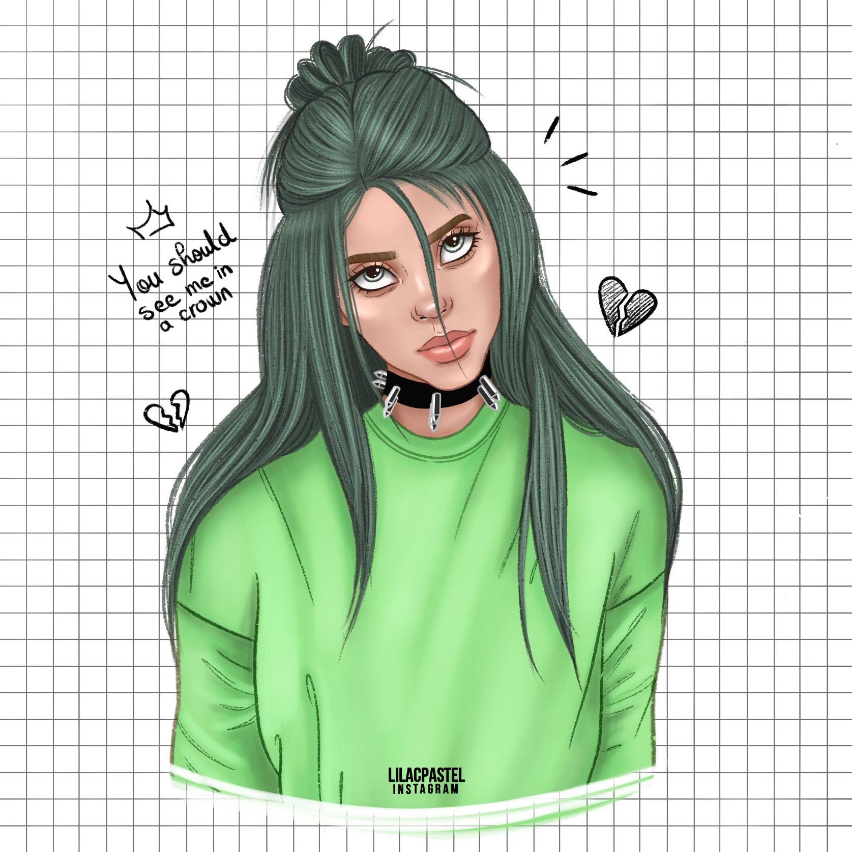 Billie Eilish Cartoon Drawing Wallpapers