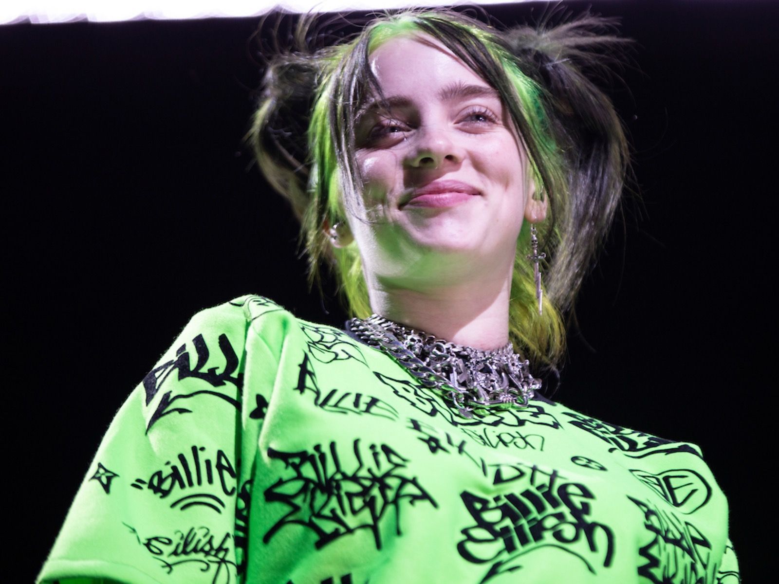 Billie Eilish Green Hair Smiling Wallpapers