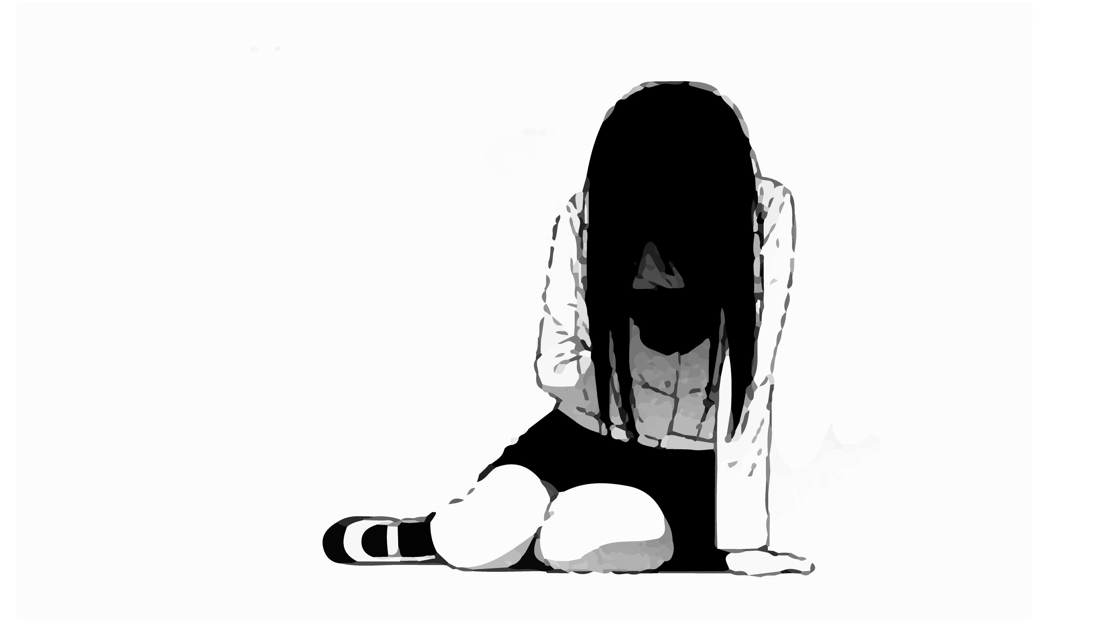 Black And White Sad Anime Girl Wallpapers