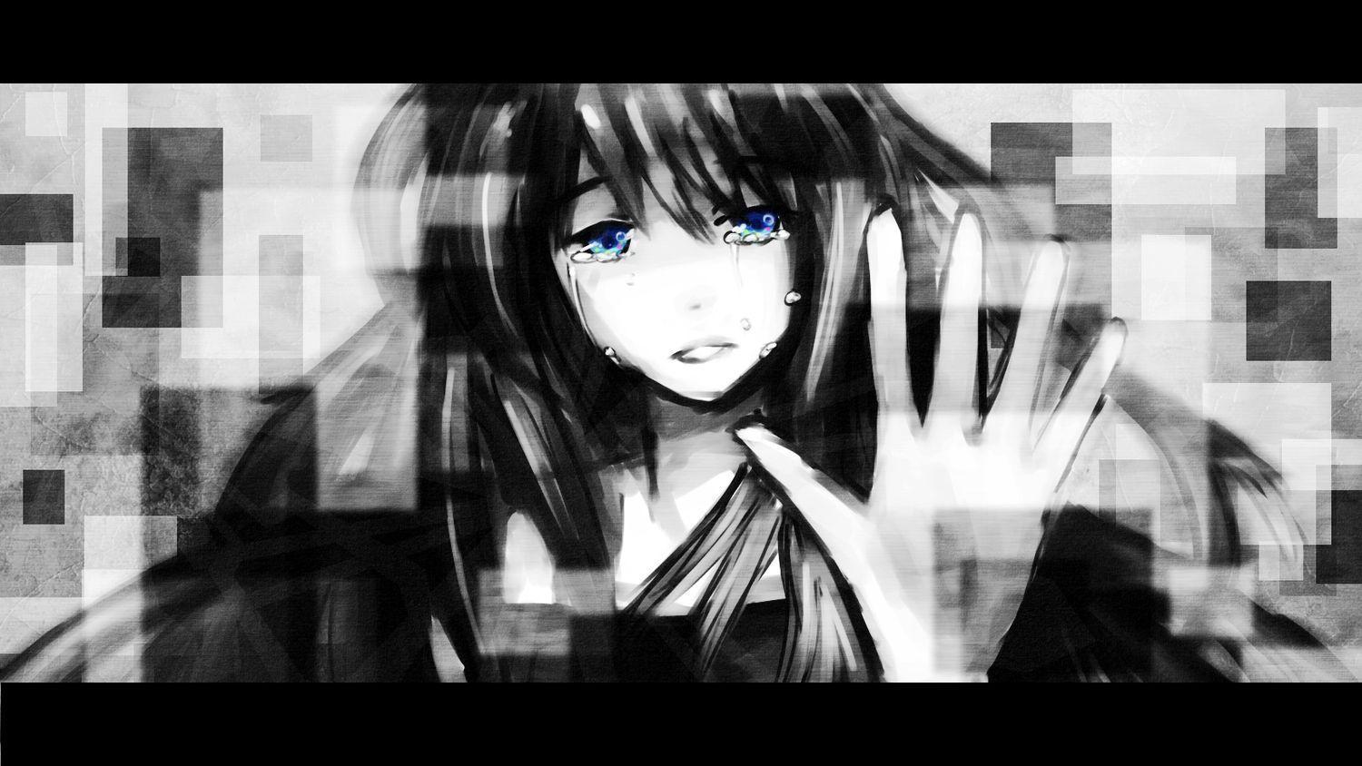 Black And White Sad Anime Girl Wallpapers