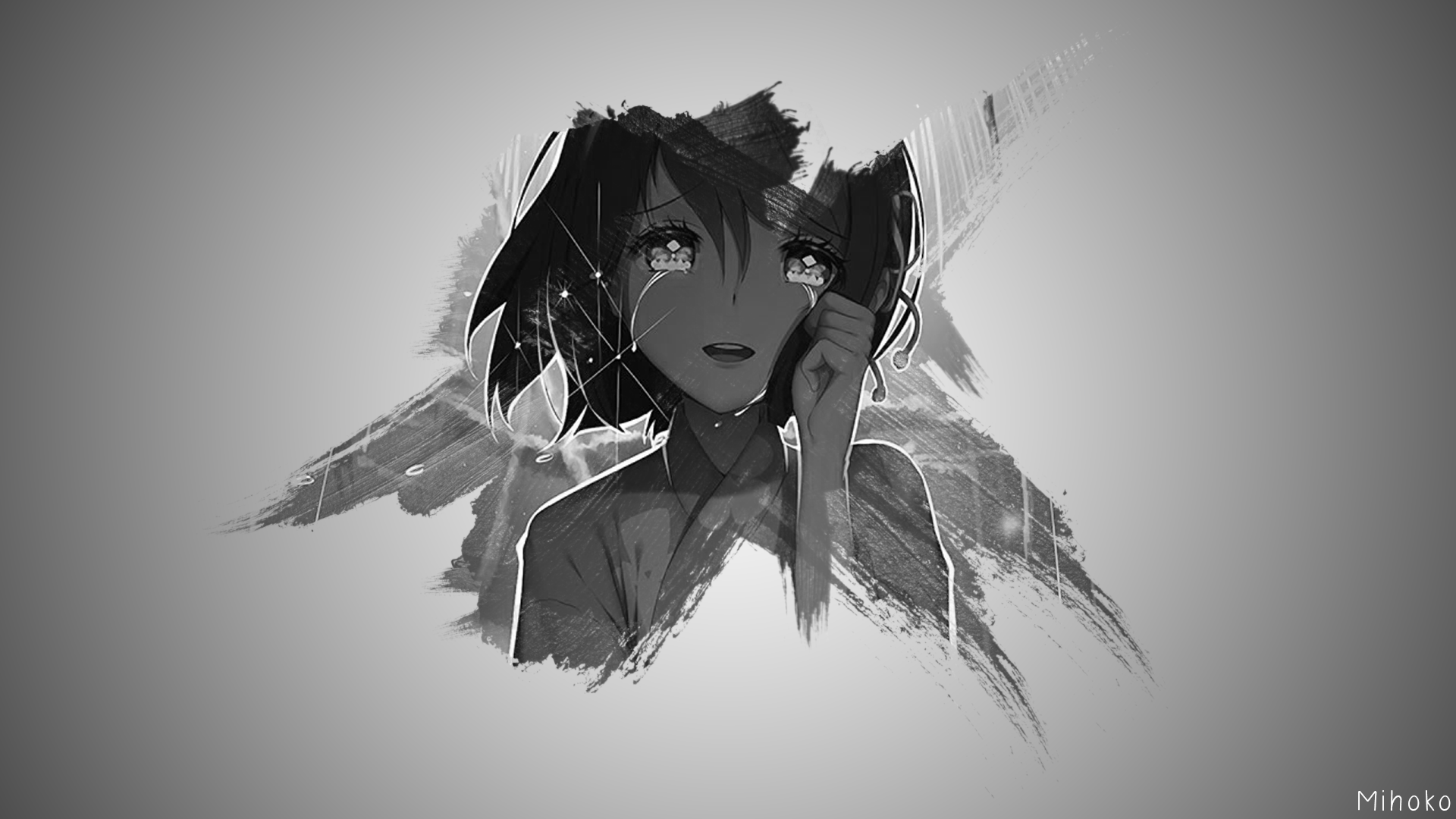 Black And White Sad Anime Girl Wallpapers