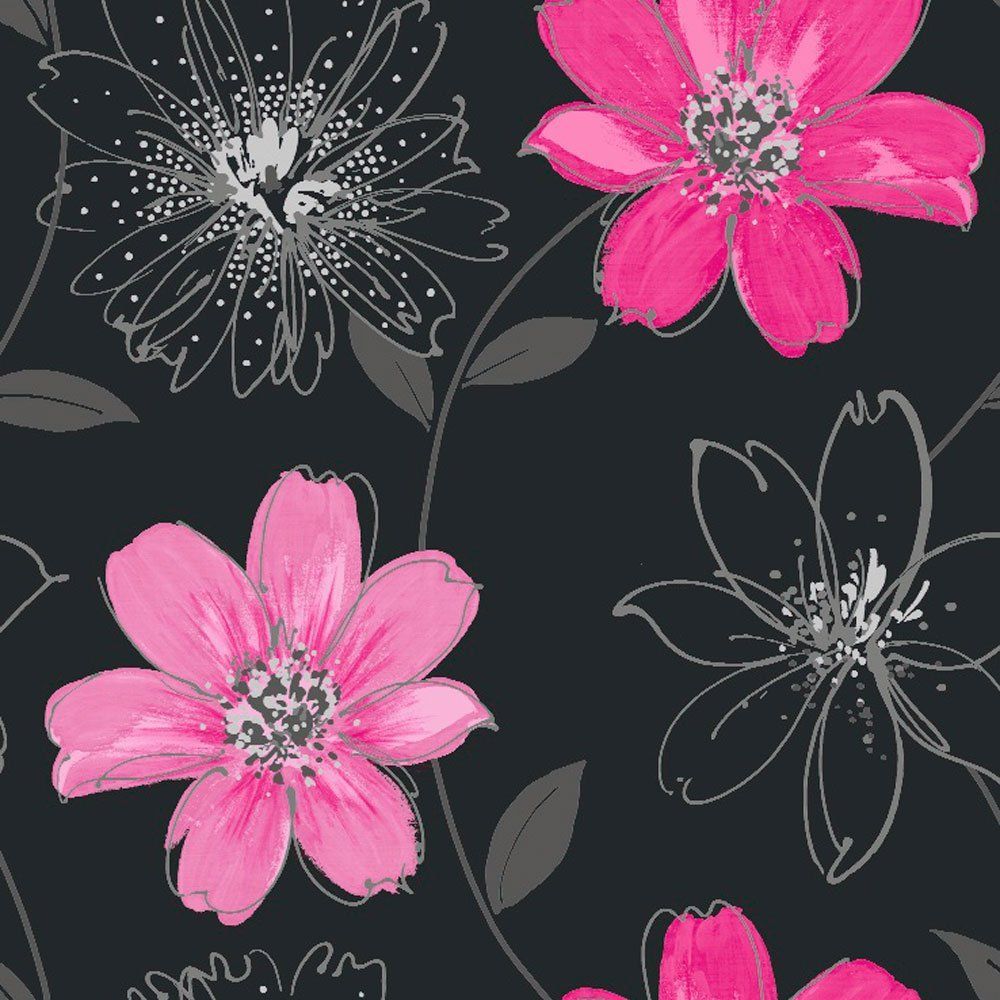 Black Pink Floral Wallpapers