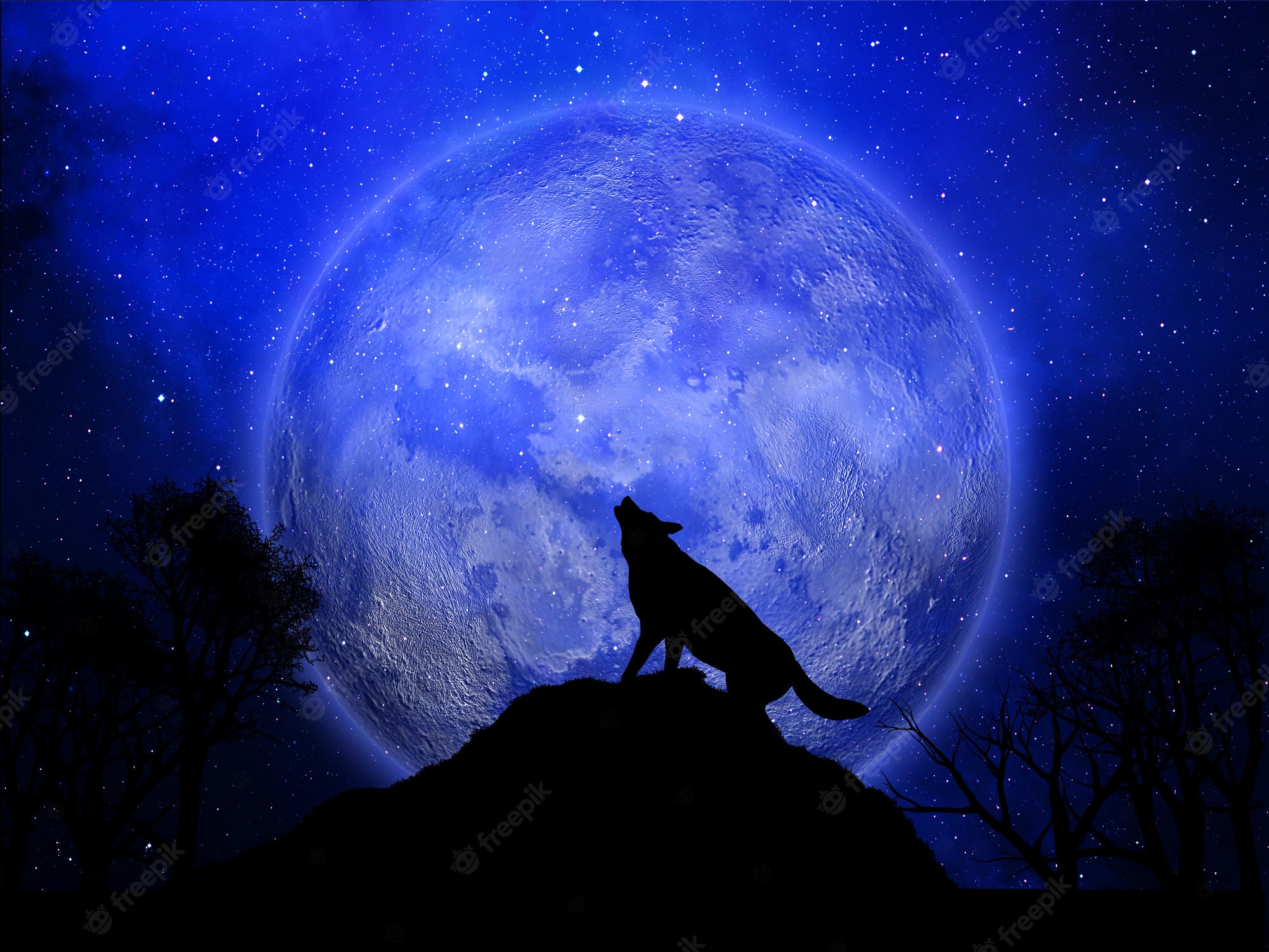 Blue Anime Wolf Wallpapers