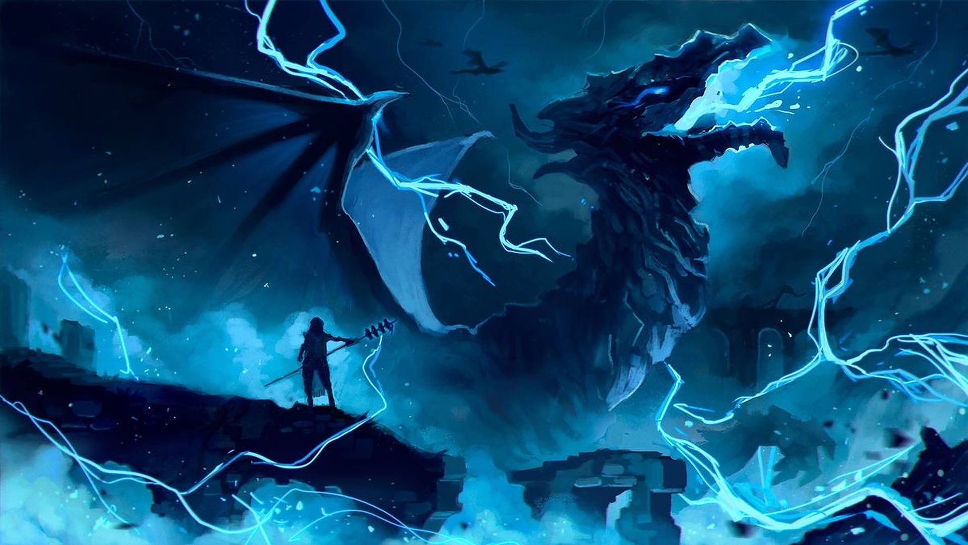 Blue Lightning Dragon Wallpapers