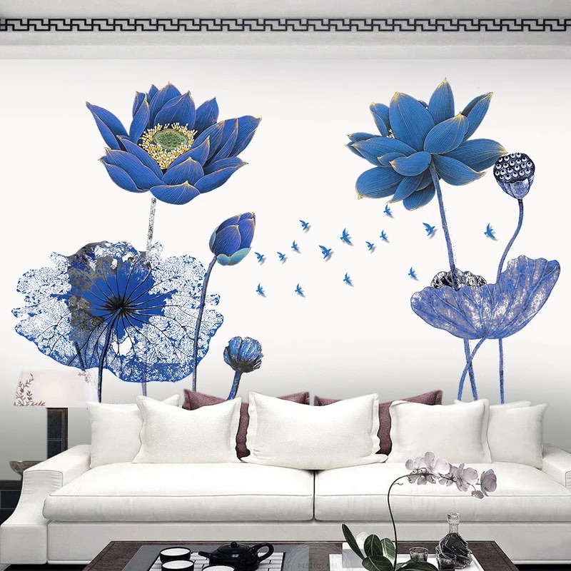 Blue Lotus Flower Painting Wallpapers