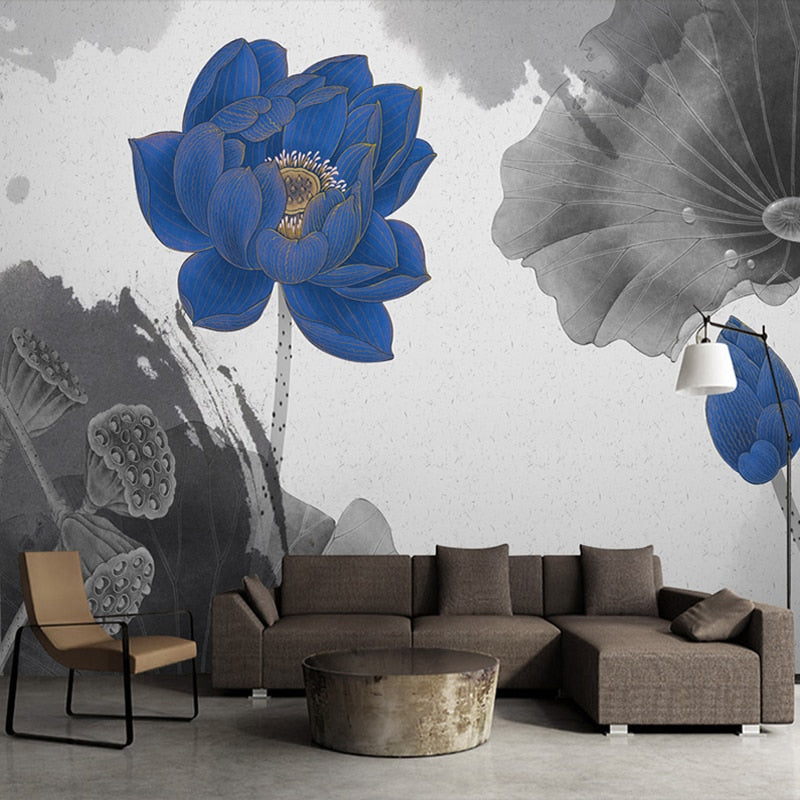 Blue Lotus Flower Painting Wallpapers