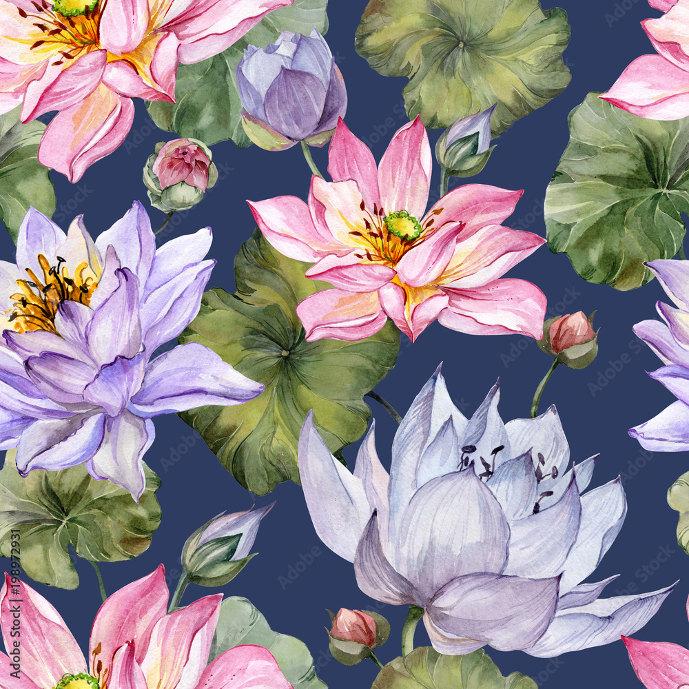 Blue Lotus Flower Painting Wallpapers