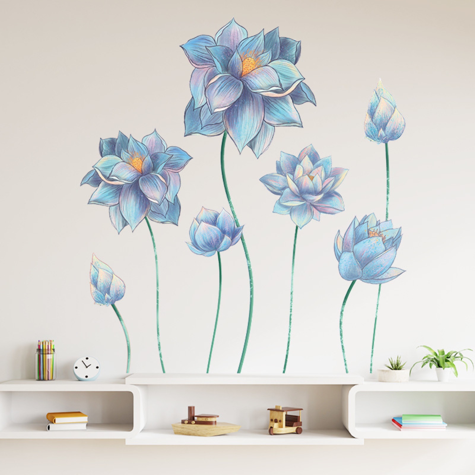 Blue Lotus Flower Painting Wallpapers