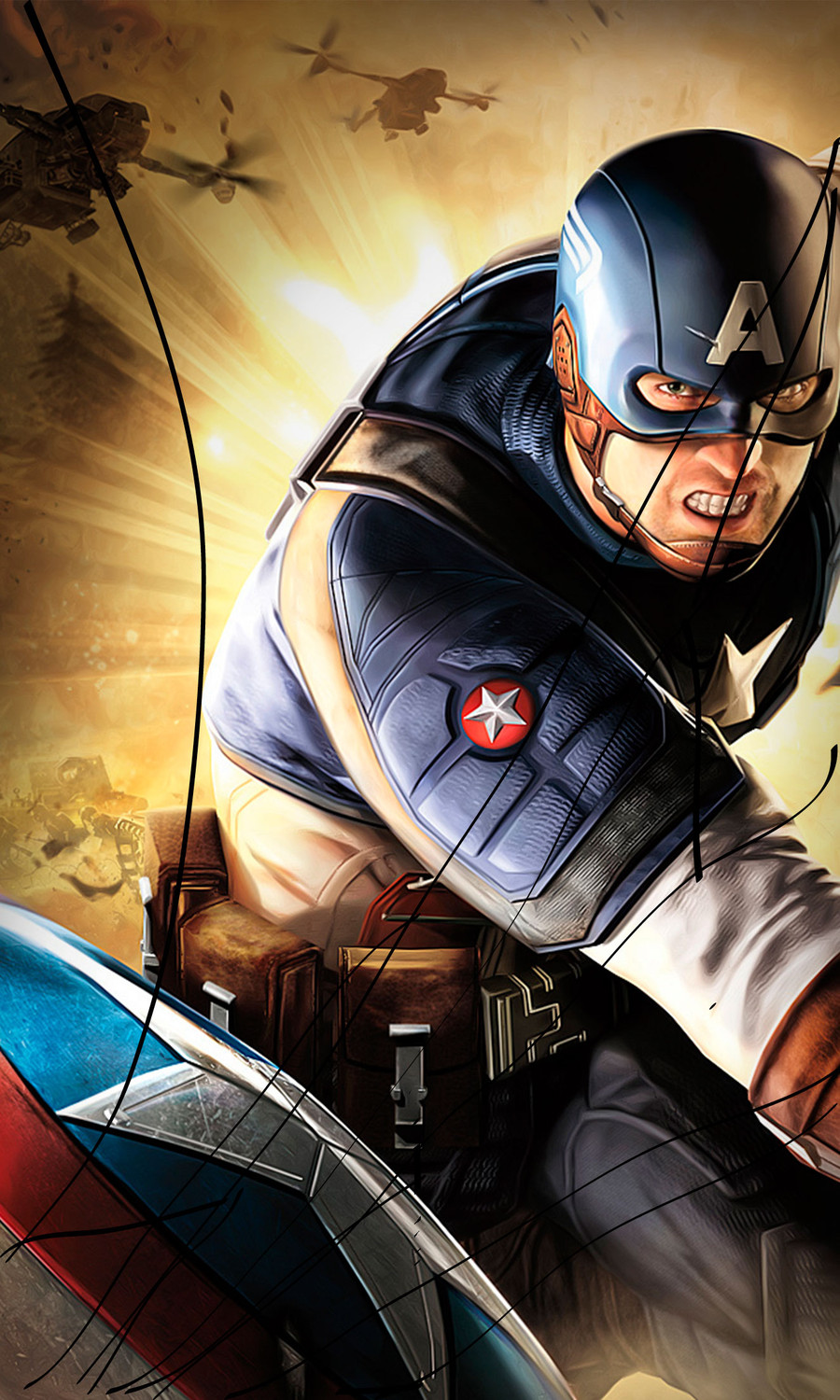 Captain America Cracked Screen Wallpapers