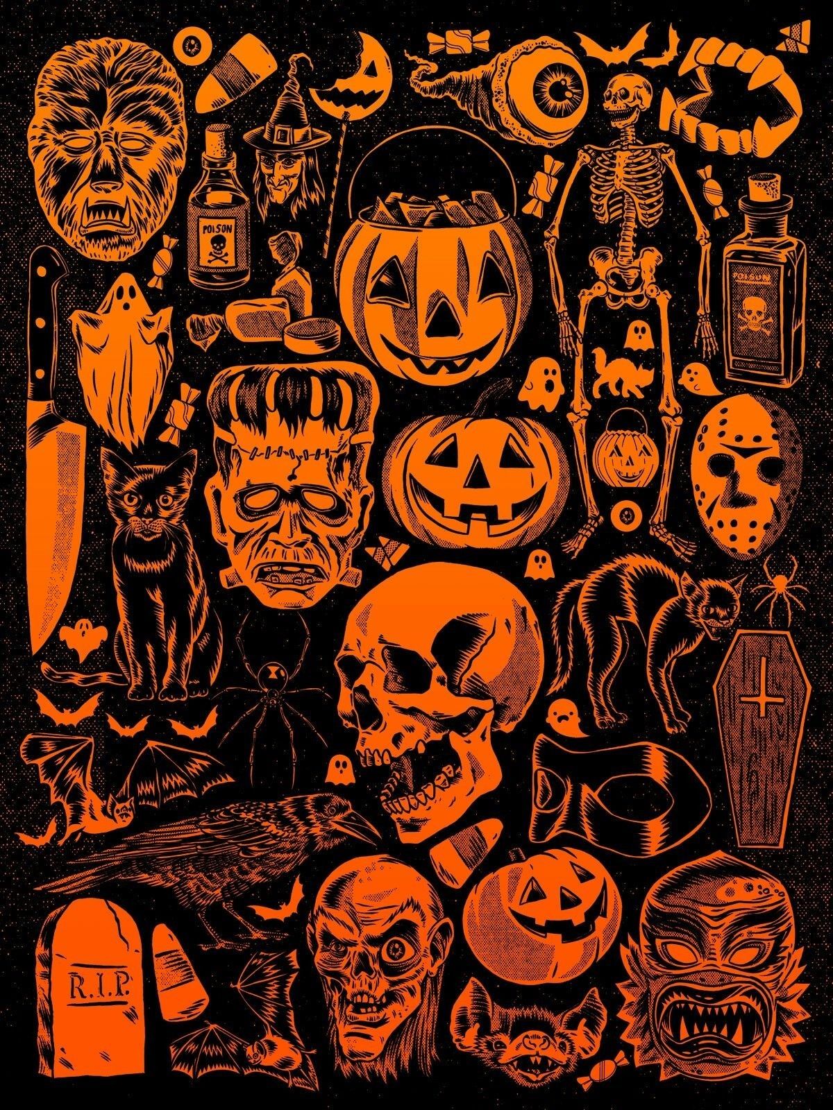 Classic Vintage Halloween Art Wallpapers