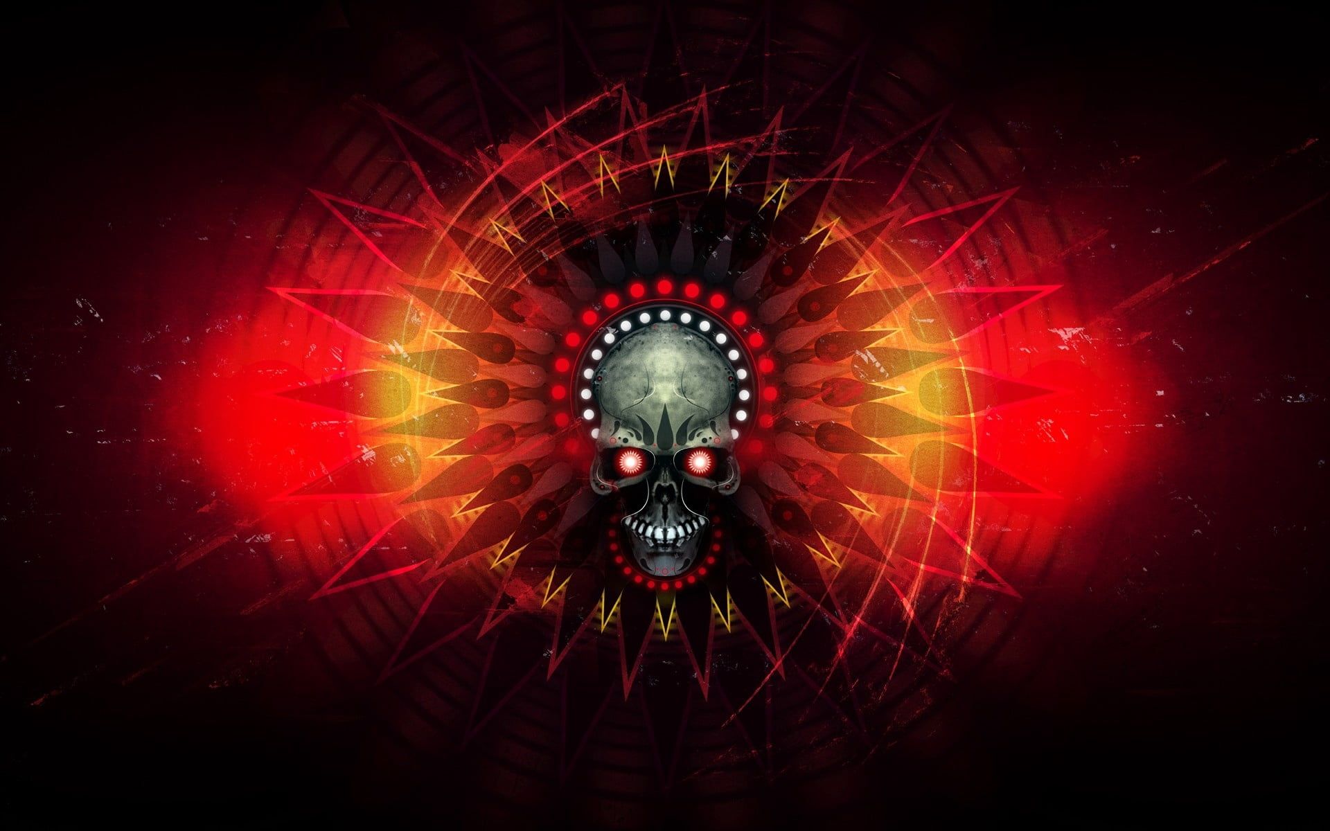 Cool Skulls On Red Fire Wallpapers