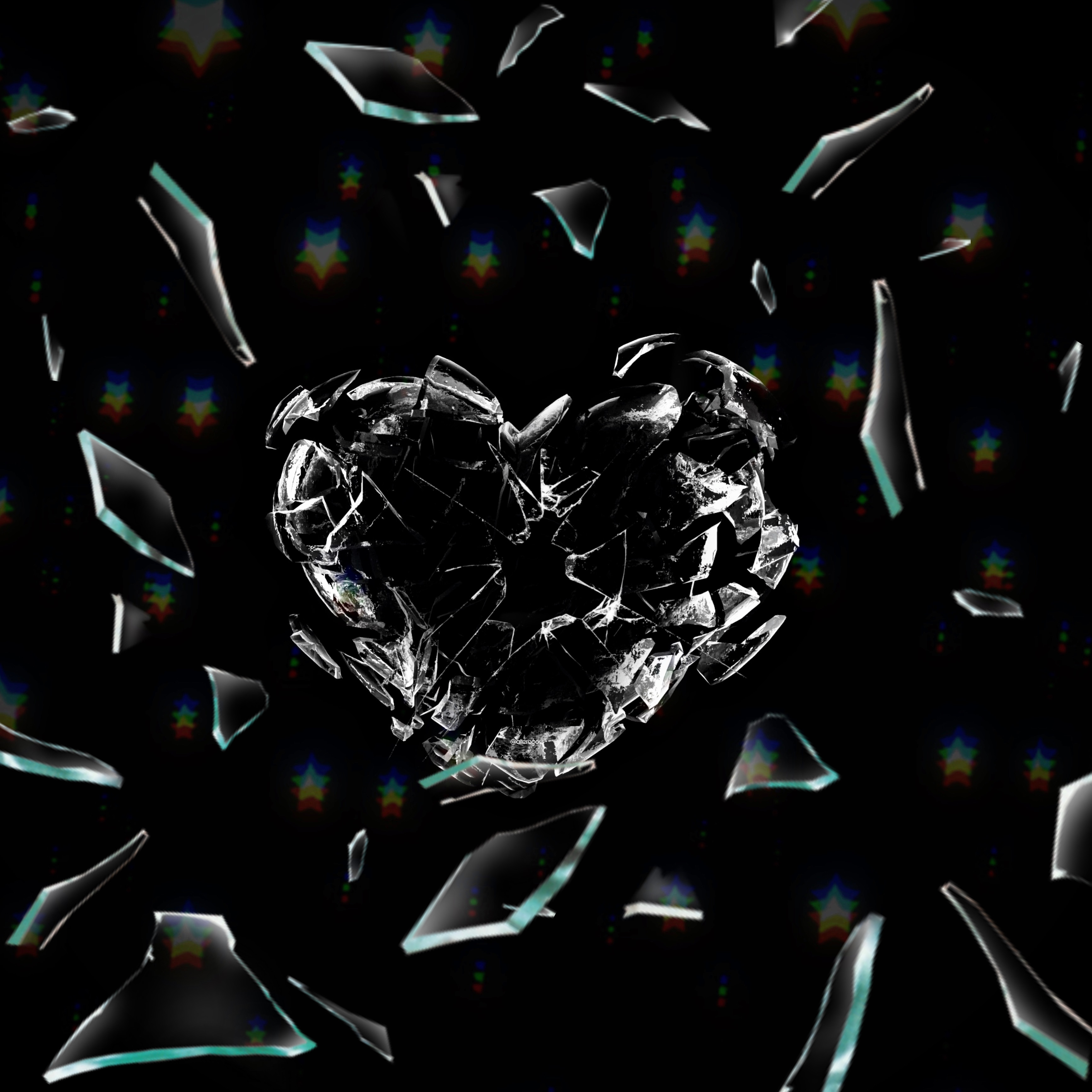 Crystal Shattered Glass Heart Wallpapers