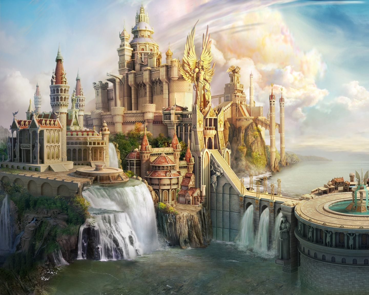 Fantasy Water Castle Wallpapers