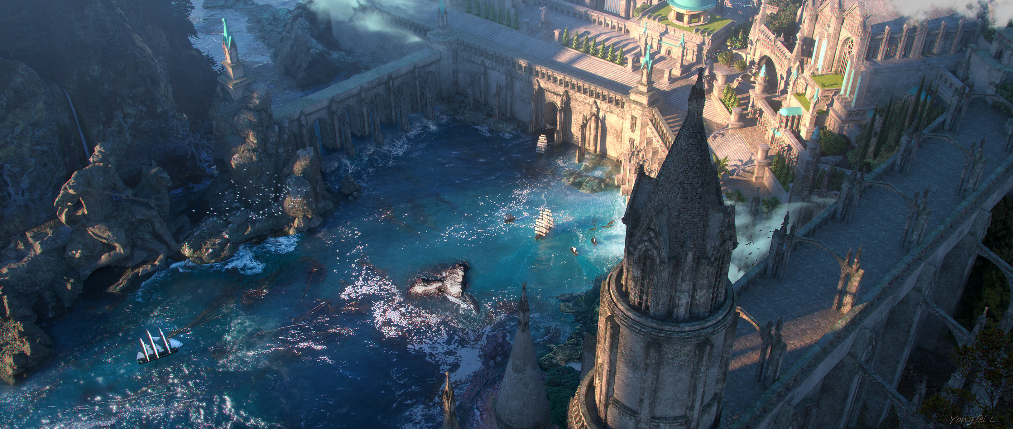 Fantasy Water Castle Wallpapers