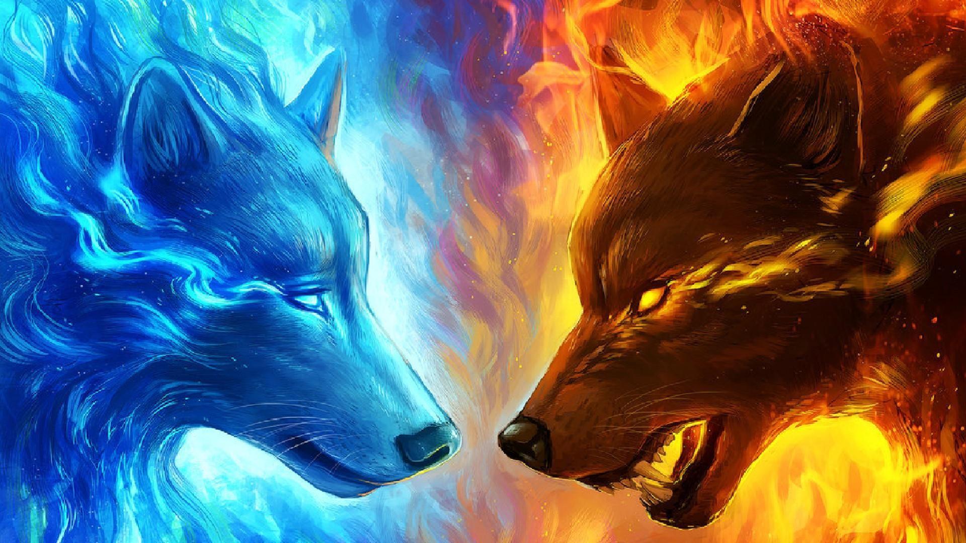 Fire And Water Wolves Wallpapers