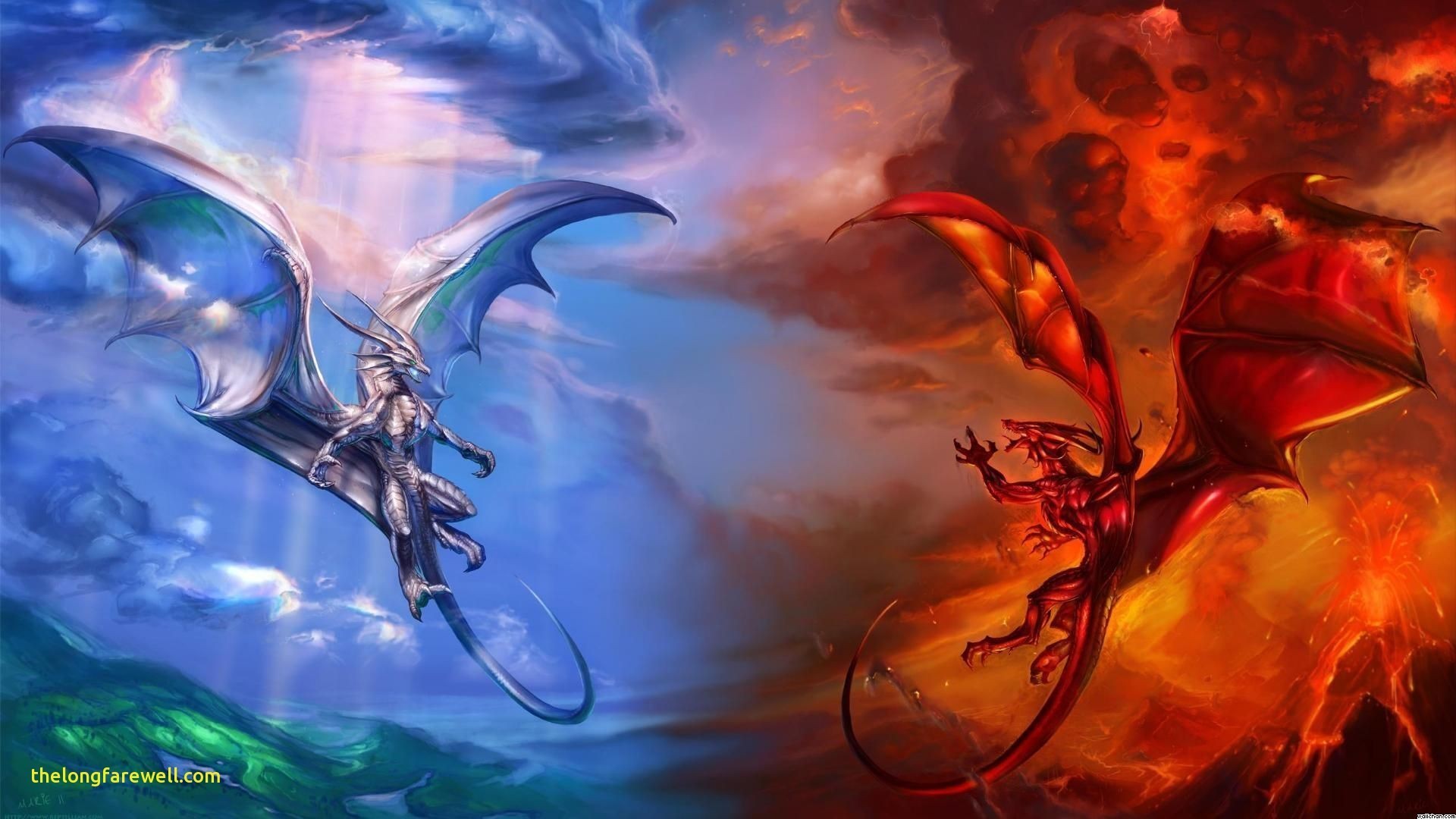 Fire Dragon Vs Lightning Dragon Wallpapers