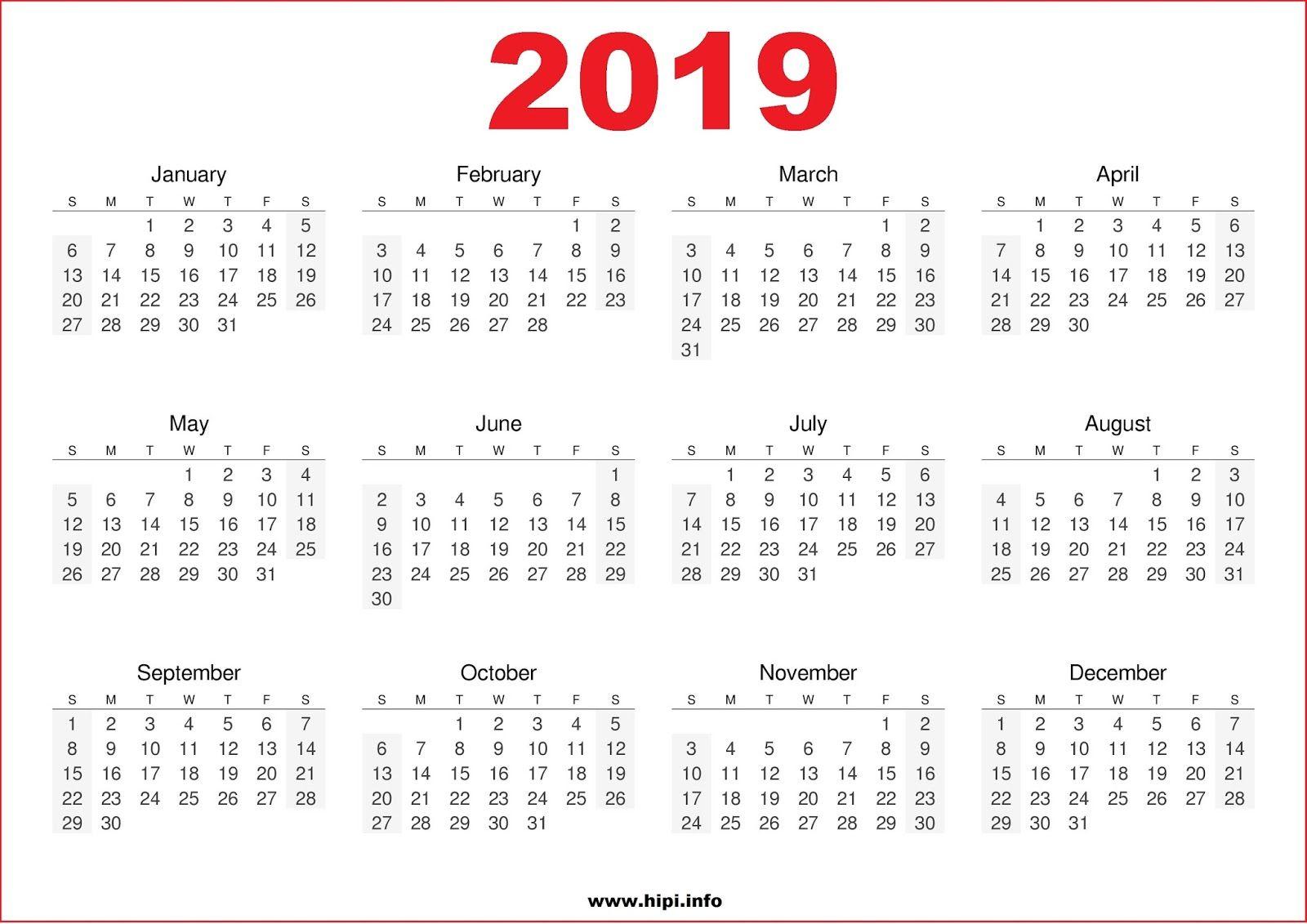 Free Desktop Calendar 2019 Wallpapers