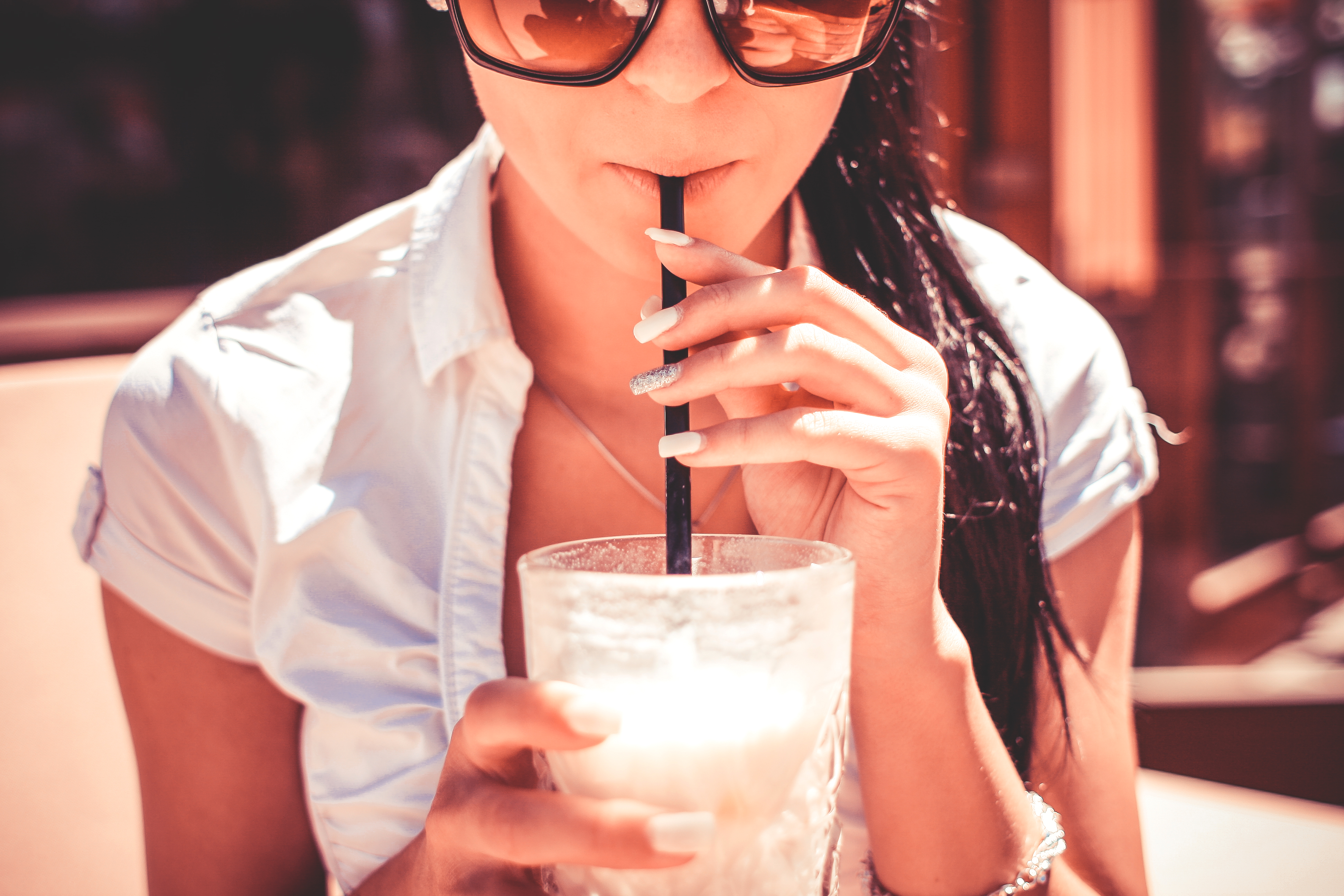 Girl With Drink Wallpapers